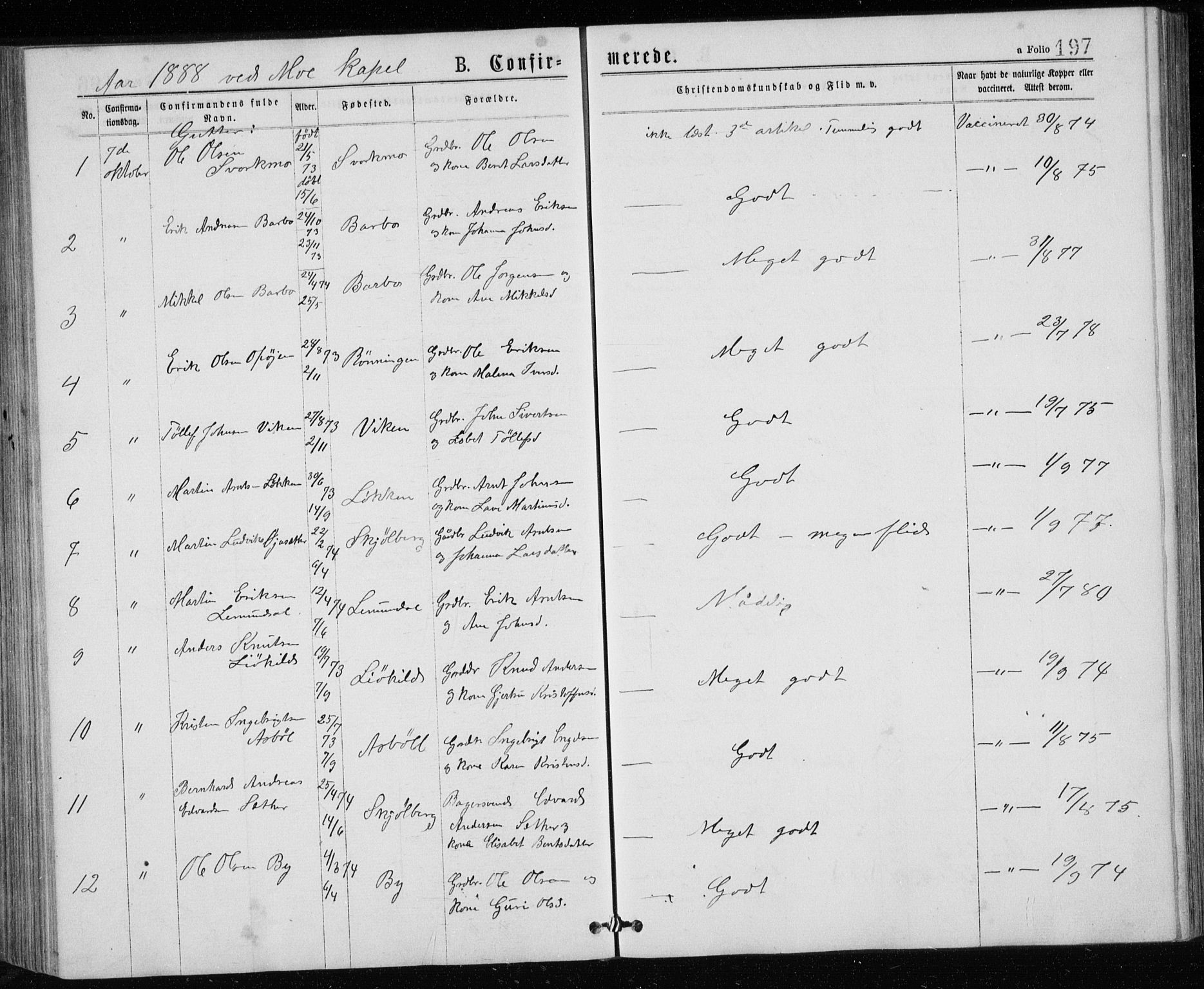 Ministerialprotokoller, klokkerbøker og fødselsregistre - Sør-Trøndelag, SAT/A-1456/671/L0843: Parish register (copy) no. 671C02, 1873-1892, p. 197