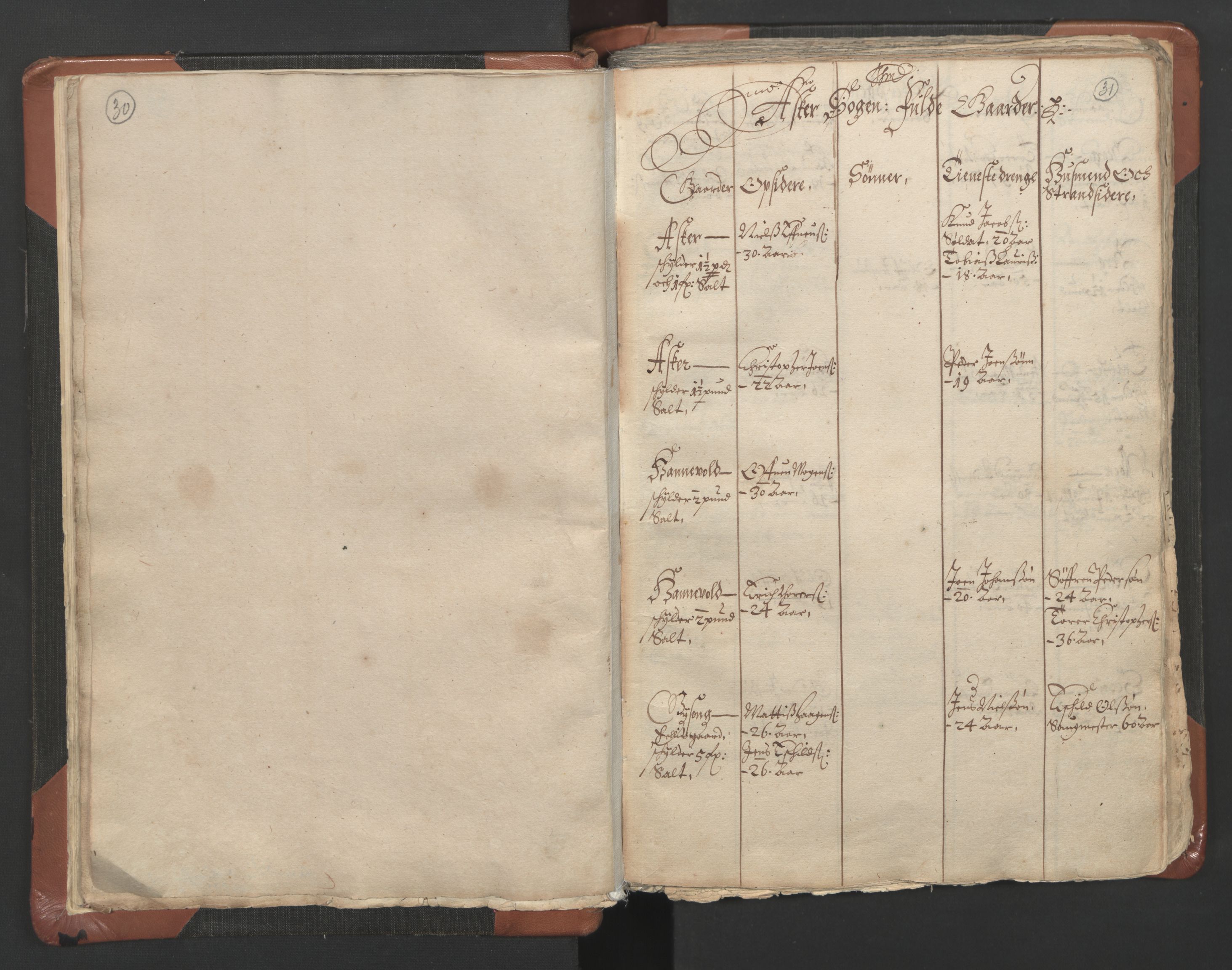 RA, Vicar's Census 1664-1666, no. 9: Bragernes deanery, 1664-1666, p. 30-31
