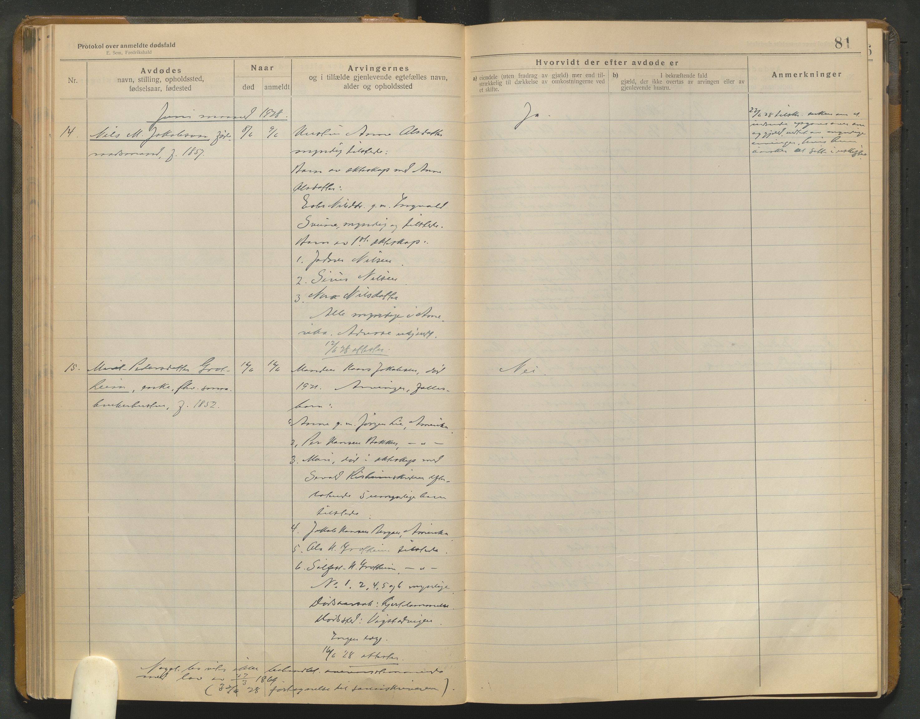 Lom lensmannskontor, AV/SAH-PGL-006/H/Ha/Haa/L0001/0004: Dødsfallsprotokoller / Dødsfallsprotokoll, 1922-1937, p. 81