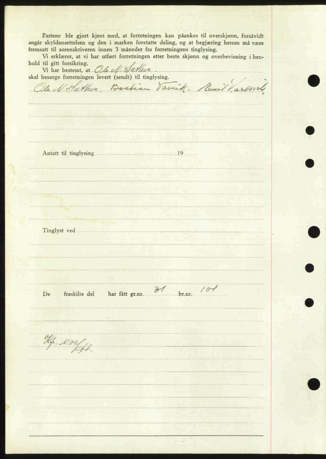 Nordmøre sorenskriveri, AV/SAT-A-4132/1/2/2Ca: Mortgage book no. A103, 1946-1947, Diary no: : 2702/1946