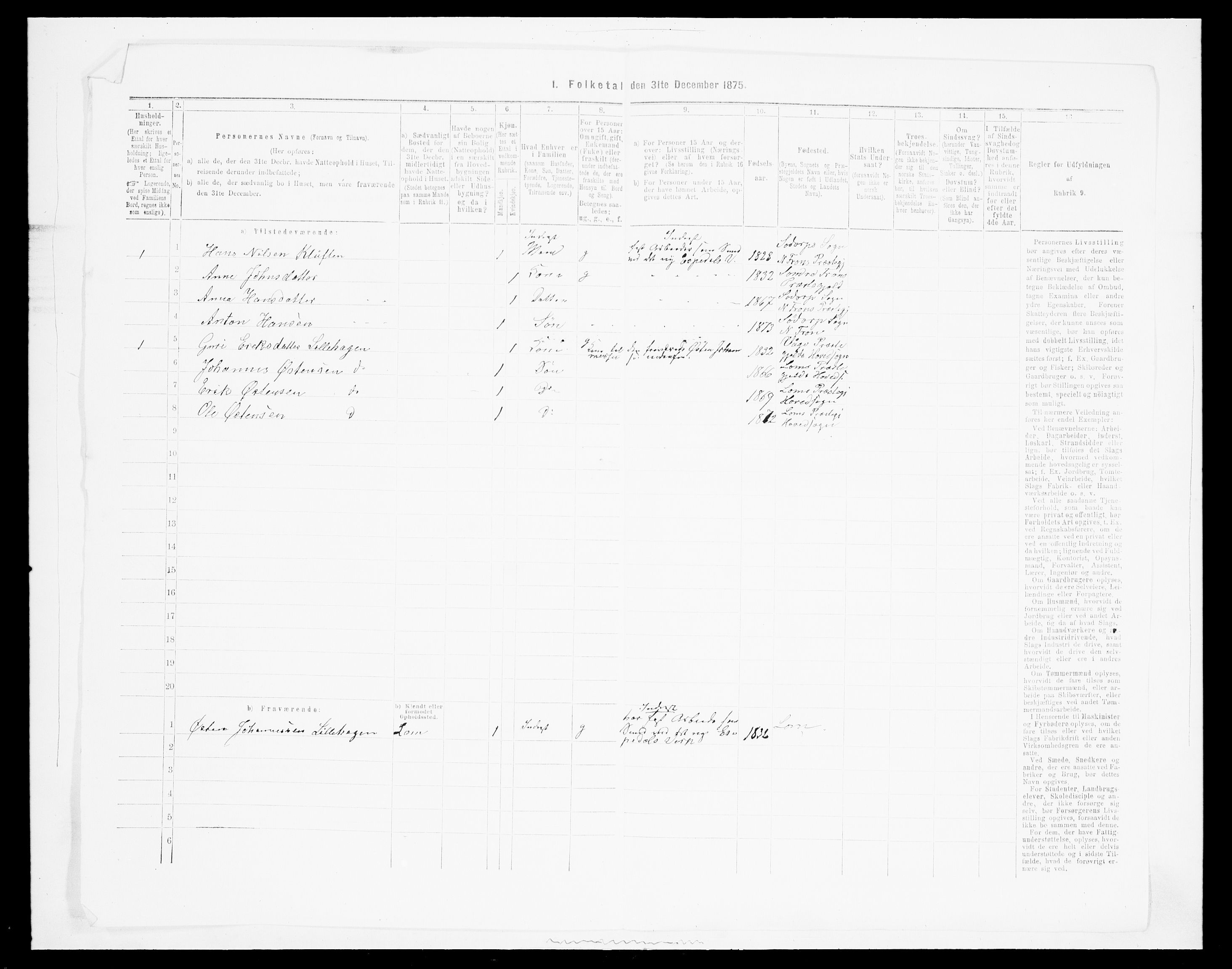 SAH, 1875 census for 0518P Nord-Fron, 1875, p. 136