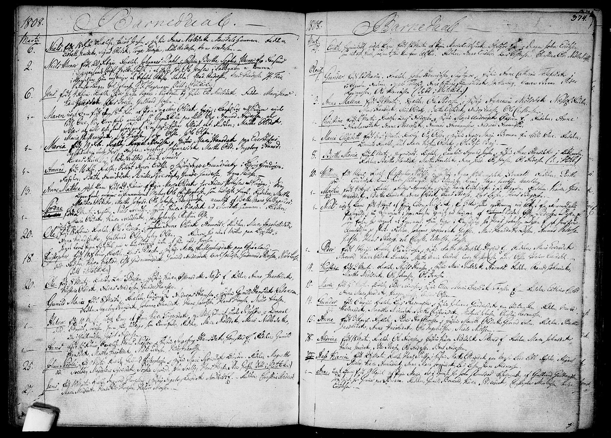 Aker prestekontor kirkebøker, SAO/A-10861/F/L0010: Parish register (official) no. 10, 1786-1809, p. 374
