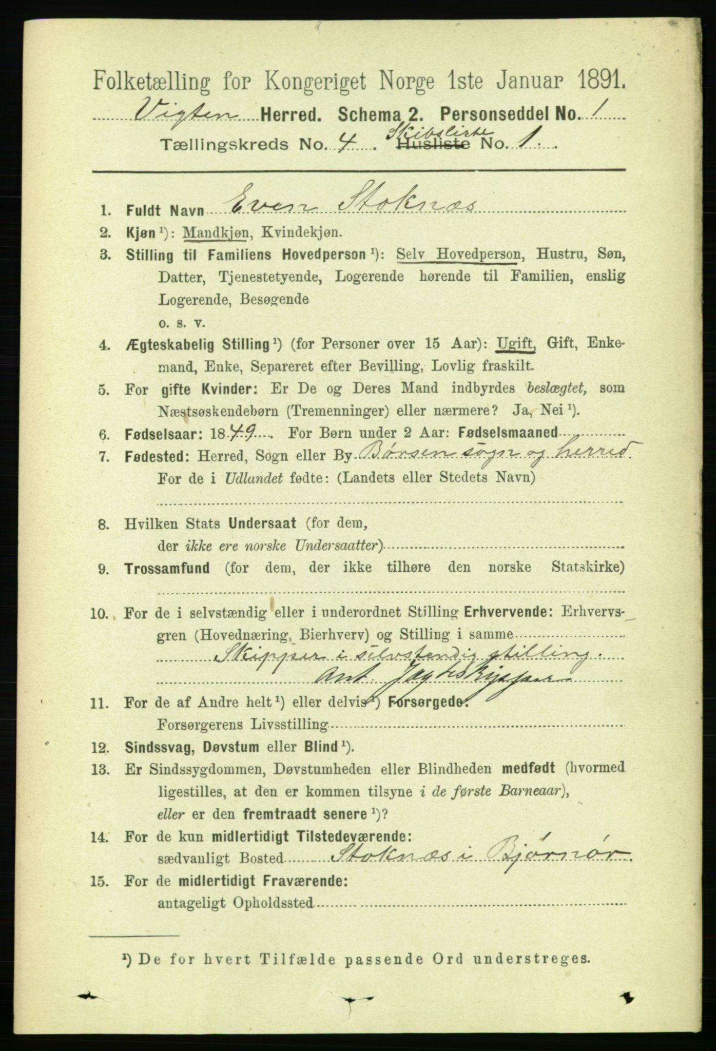 RA, 1891 census for 1750 Vikna, 1891, p. 2795