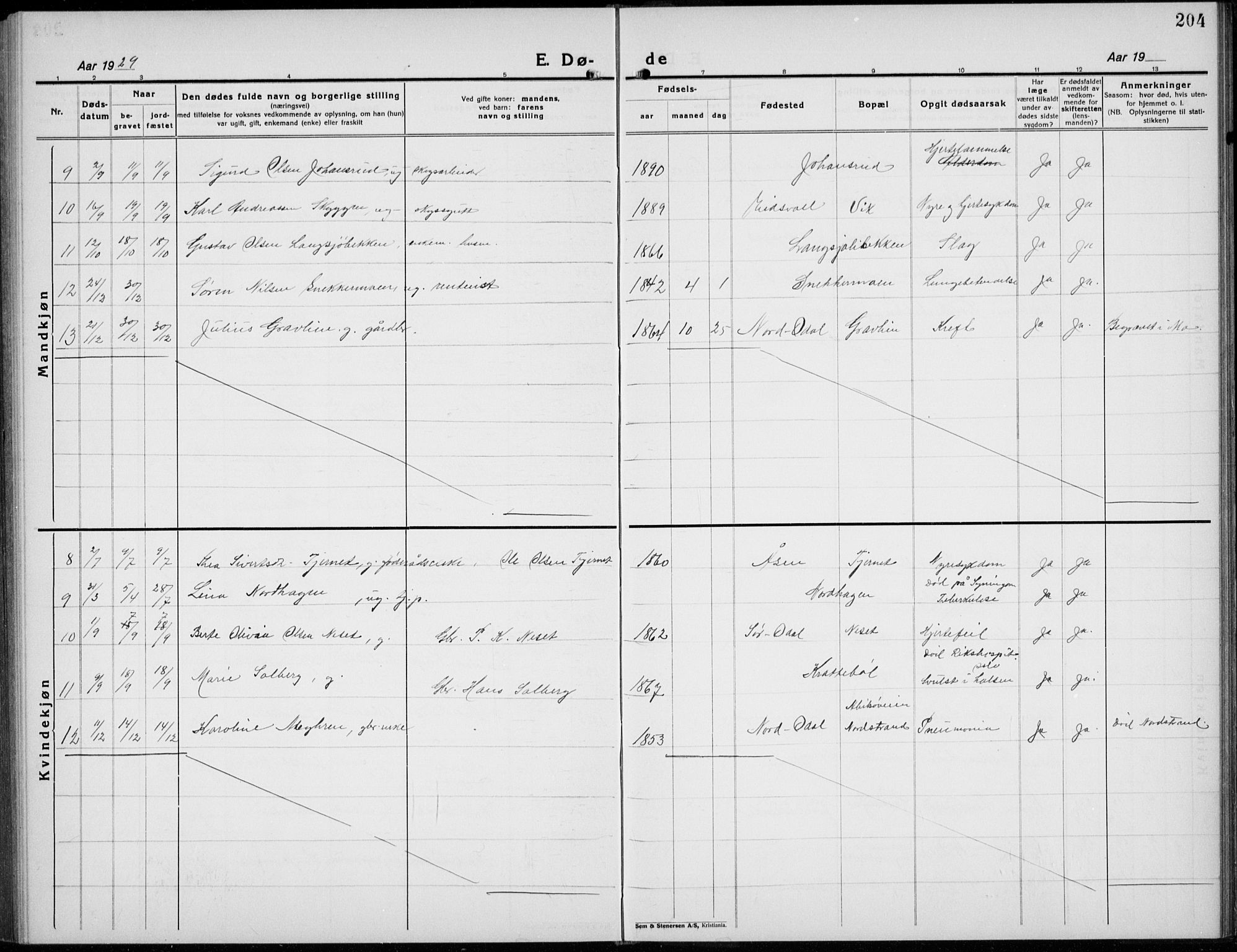 Nord-Odal prestekontor, SAH/PREST-032/H/Ha/Hab/L0005: Parish register (copy) no. 5, 1924-1938, p. 204