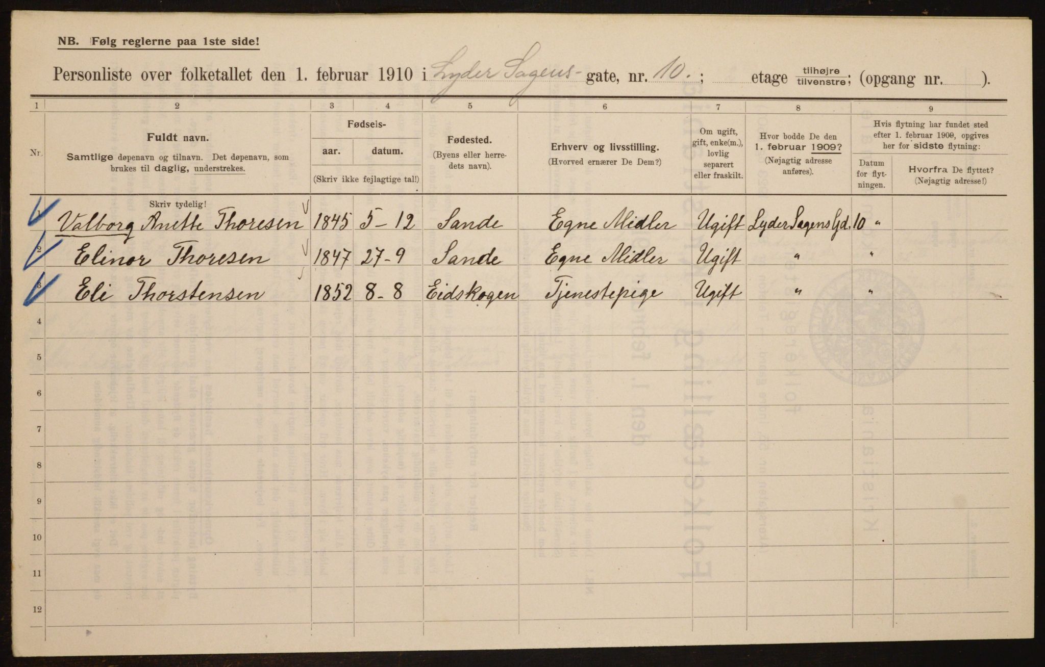 OBA, Municipal Census 1910 for Kristiania, 1910, p. 56456