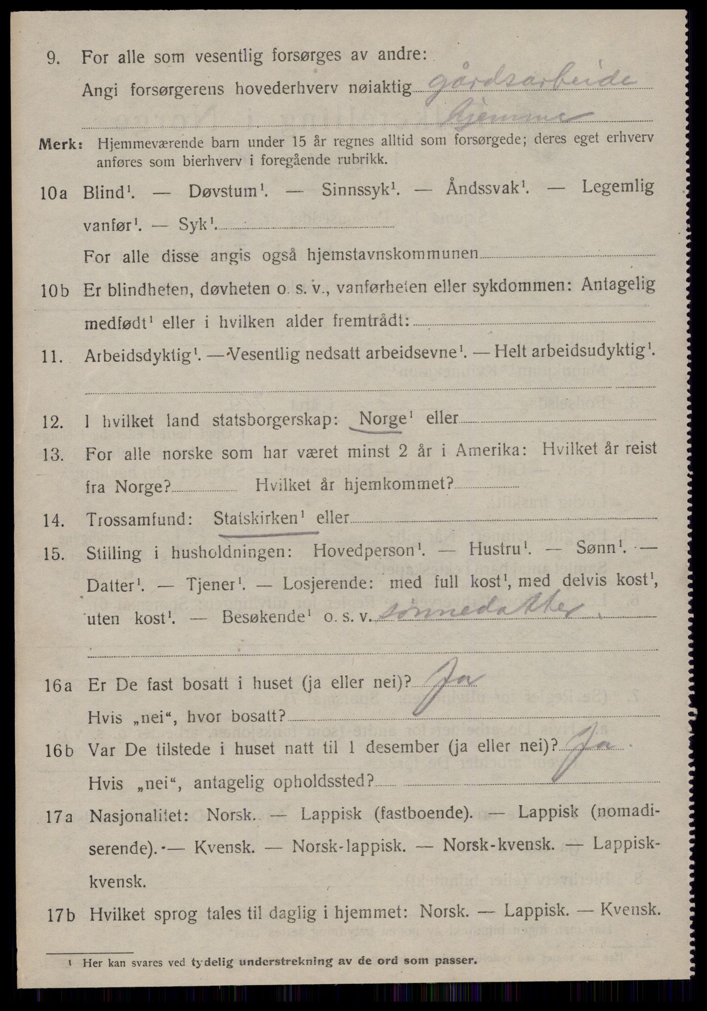 SAT, 1920 census for Ålen, 1920, p. 3367