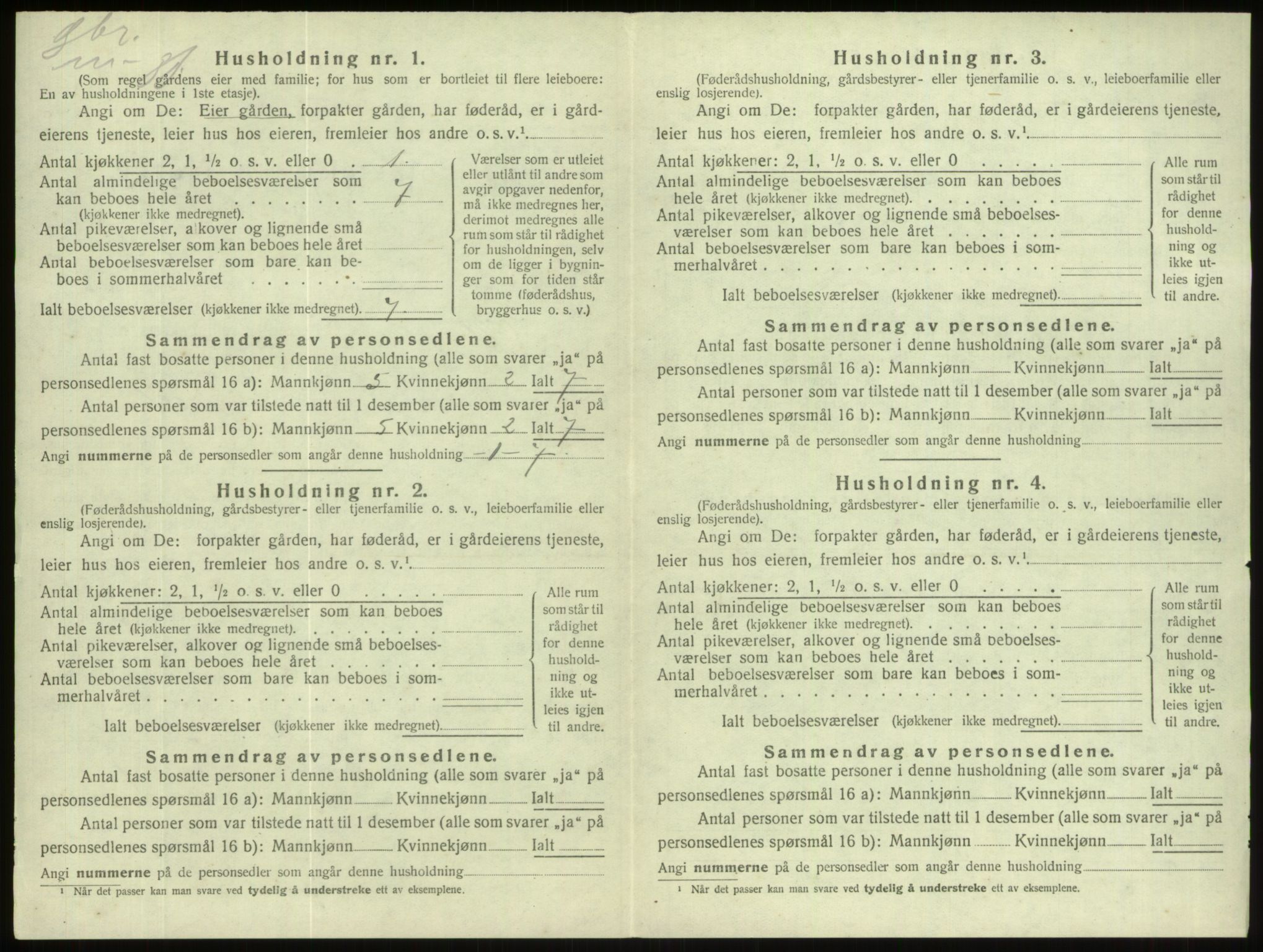 SAB, 1920 census for Gloppen, 1920, p. 829