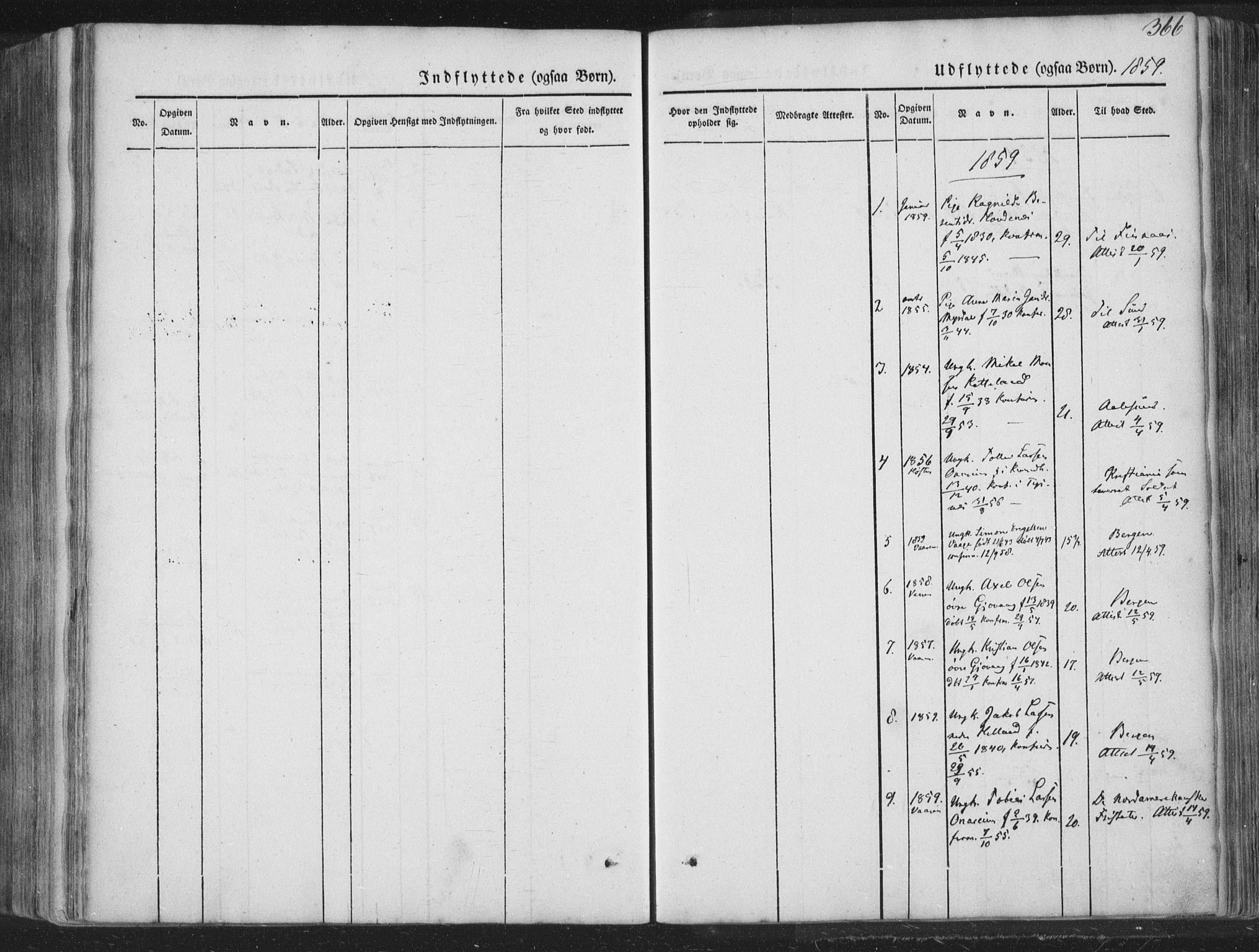 Tysnes sokneprestembete, AV/SAB-A-78601/H/Haa: Parish register (official) no. A 10, 1848-1859, p. 366