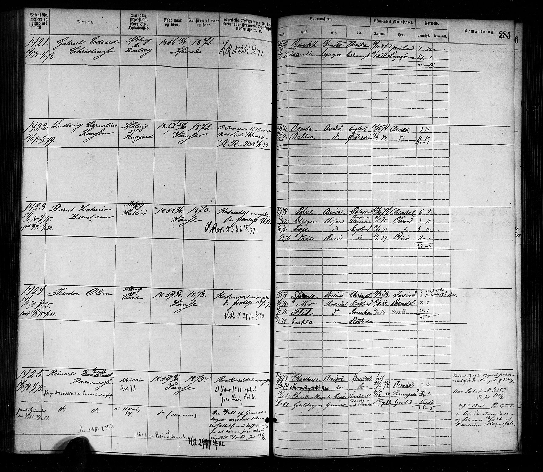 Farsund mønstringskrets, AV/SAK-2031-0017/F/Fa/L0001: Annotasjonsrulle nr 1-1920 med register, M-1, 1869-1877, p. 316