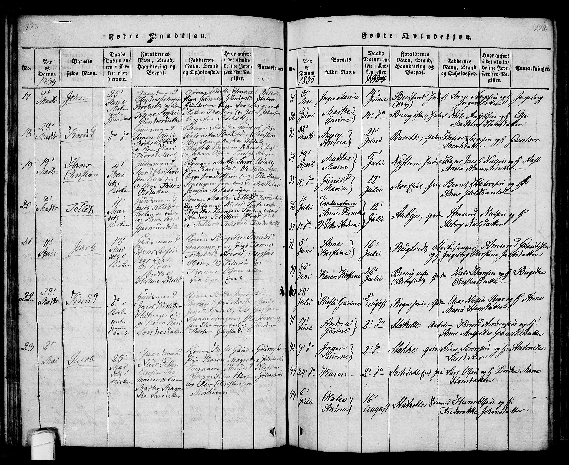 Bamble kirkebøker, AV/SAKO-A-253/G/Ga/L0005: Parish register (copy) no. I 5, 1814-1855, p. 177-178