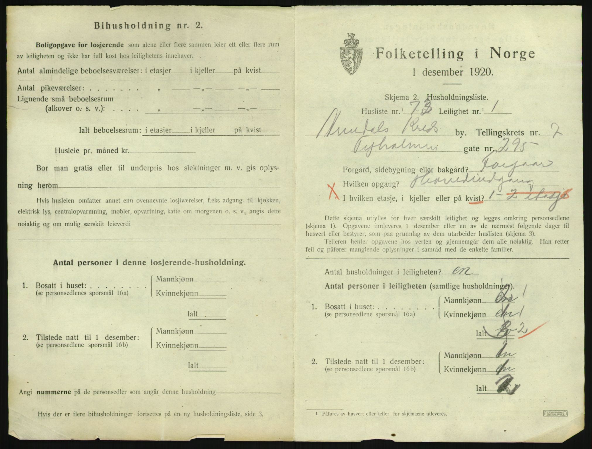 SAK, 1920 census for Arendal, 1920, p. 5616