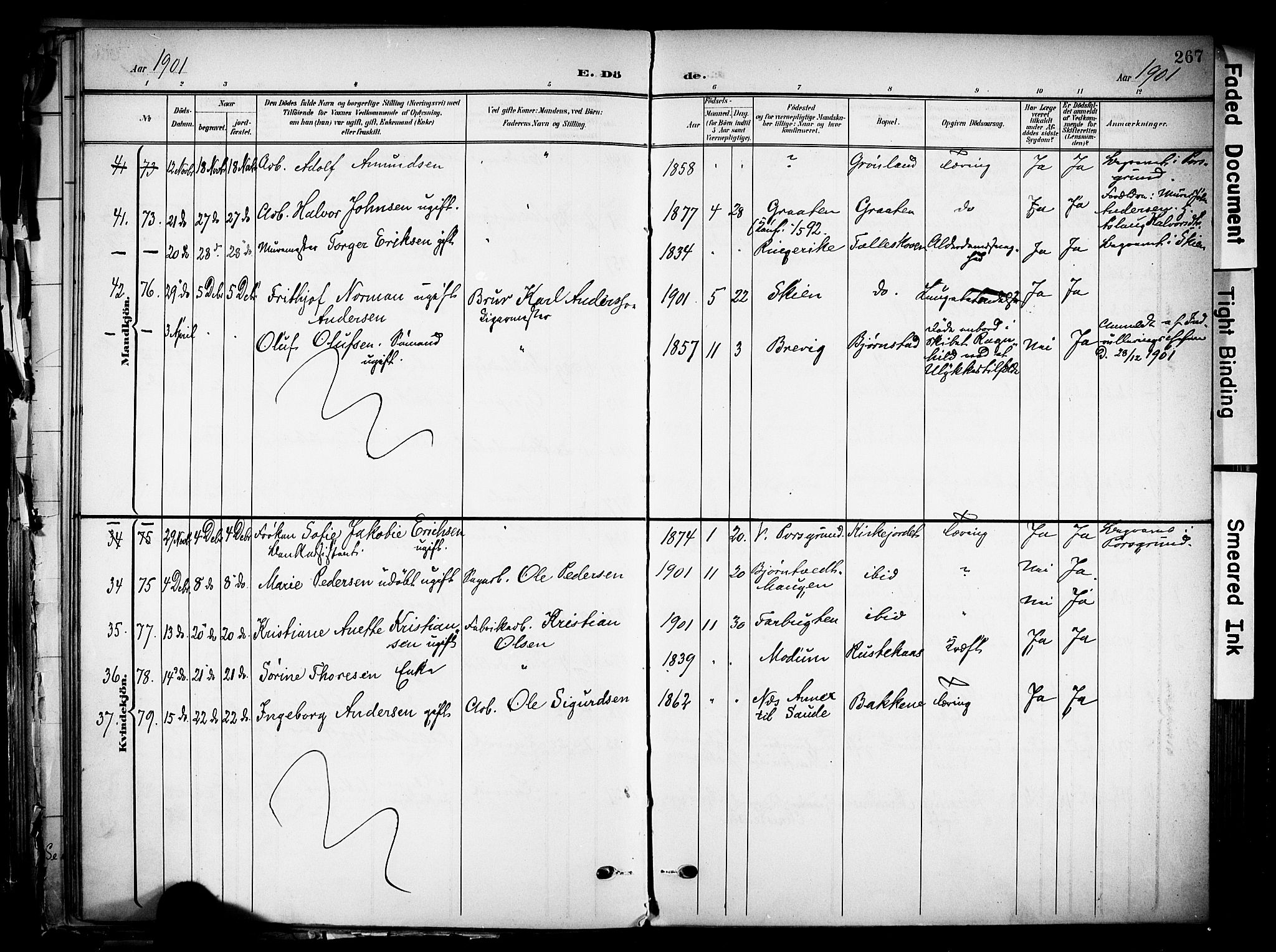 Solum kirkebøker, SAKO/A-306/F/Fa/L0011: Parish register (official) no. I 11, 1898-1909, p. 267