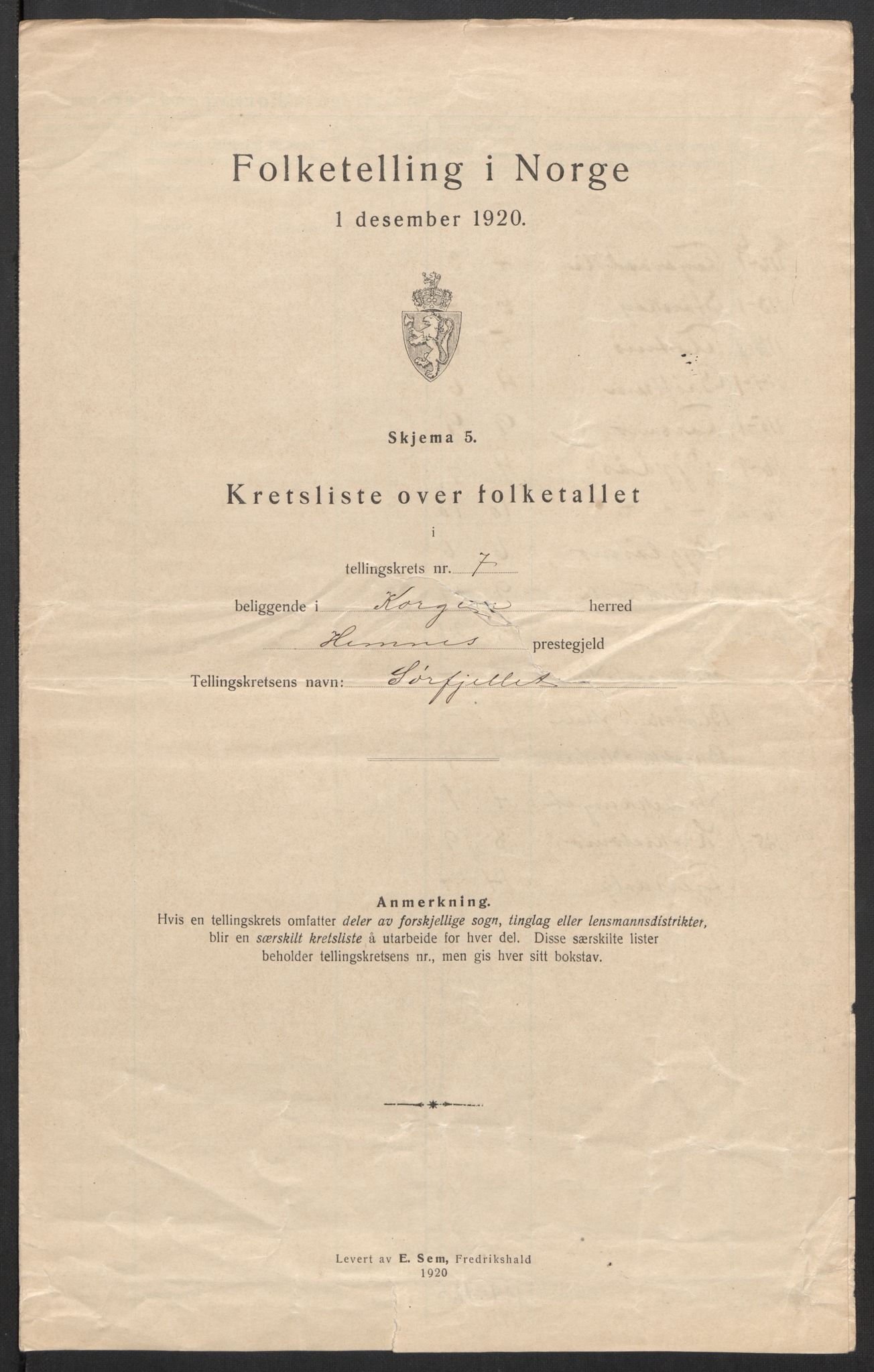 SAT, 1920 census for Korgen, 1920, p. 24