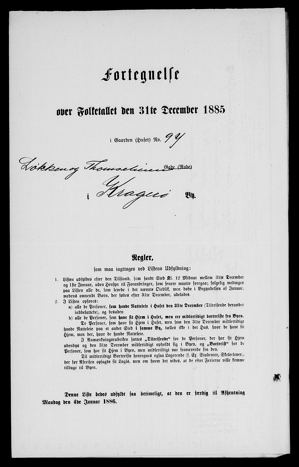 SAKO, 1885 census for 0801 Kragerø, 1885, p. 846