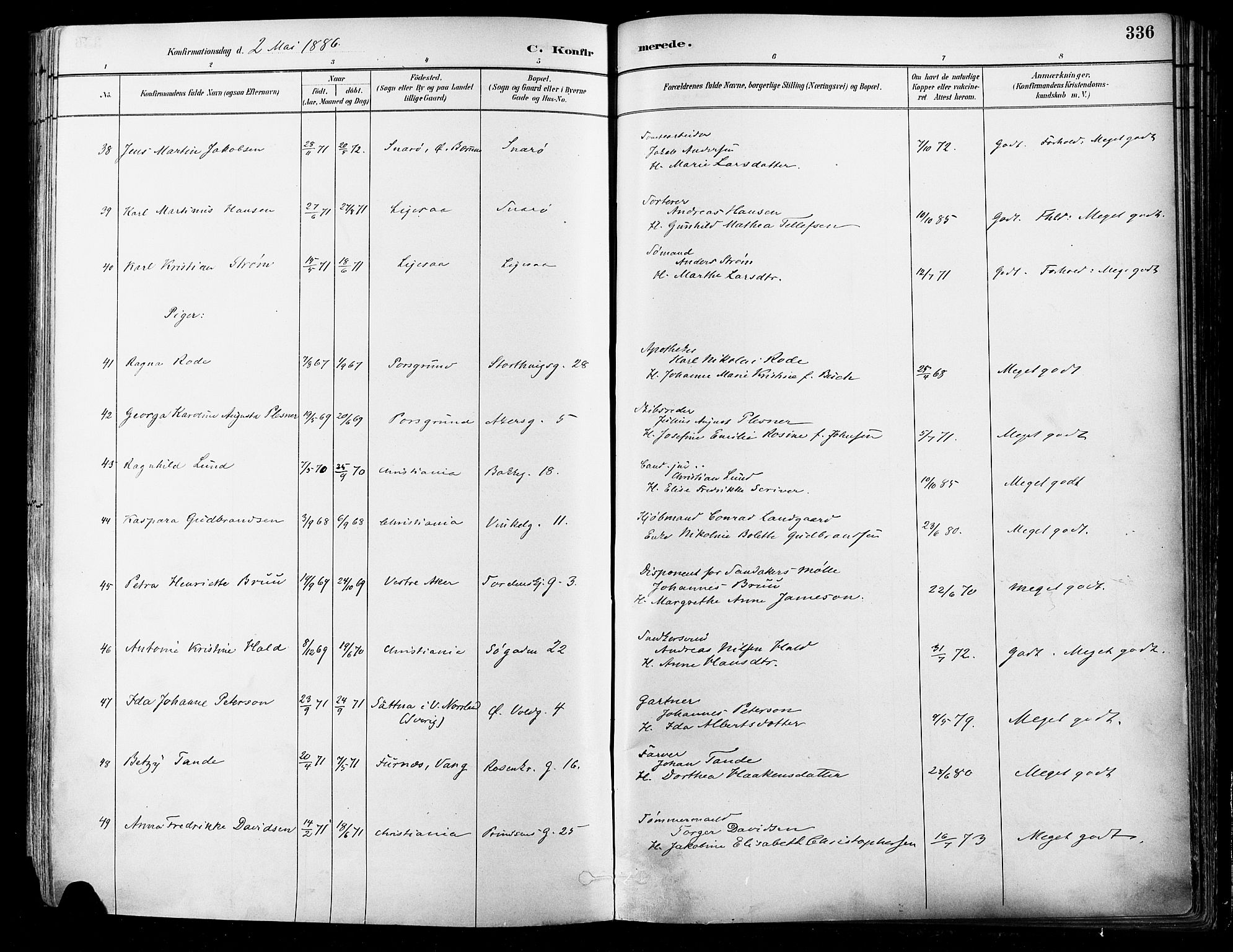 Johannes prestekontor Kirkebøker, AV/SAO-A-10852/F/Fa/L0003: Parish register (official) no. 3, 1882-1896, p. 336