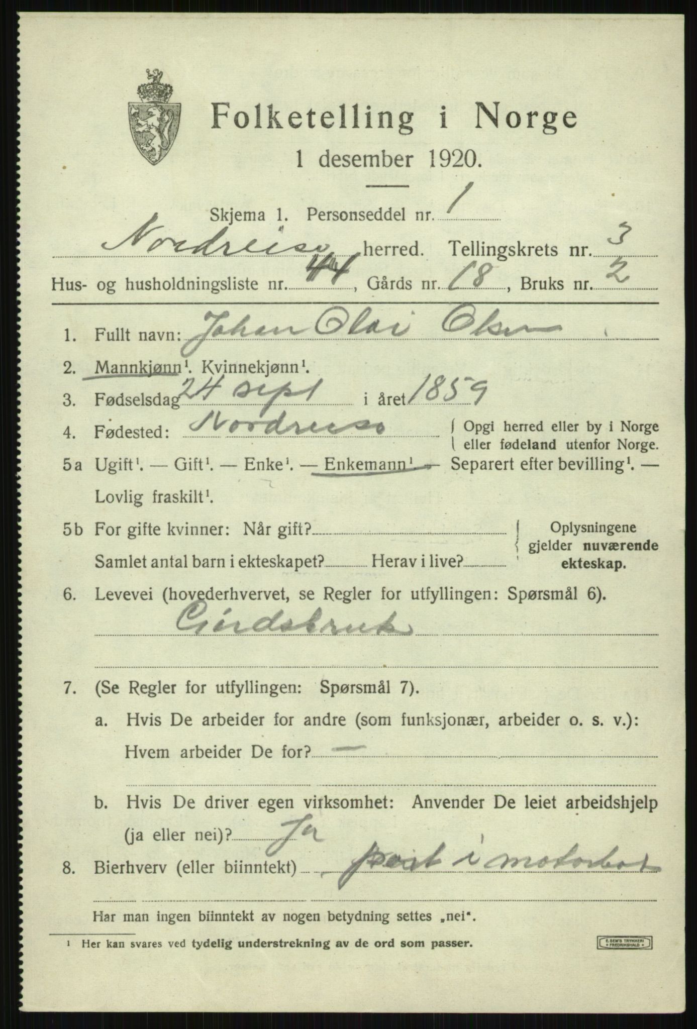 SATØ, 1920 census for Nordreisa, 1920, p. 1787