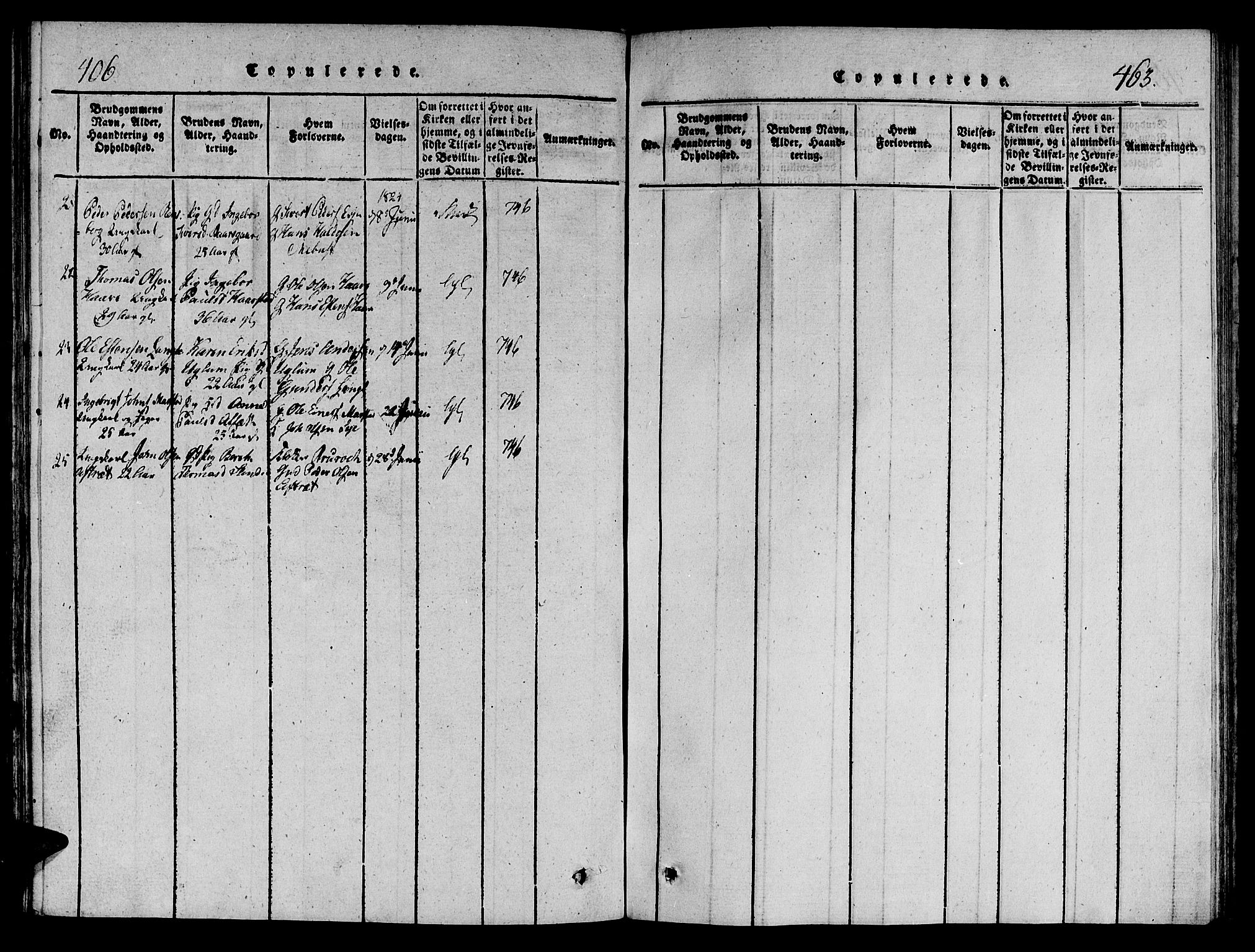 Ministerialprotokoller, klokkerbøker og fødselsregistre - Sør-Trøndelag, SAT/A-1456/695/L1141: Parish register (official) no. 695A04 /1, 1816-1824, p. 406-463