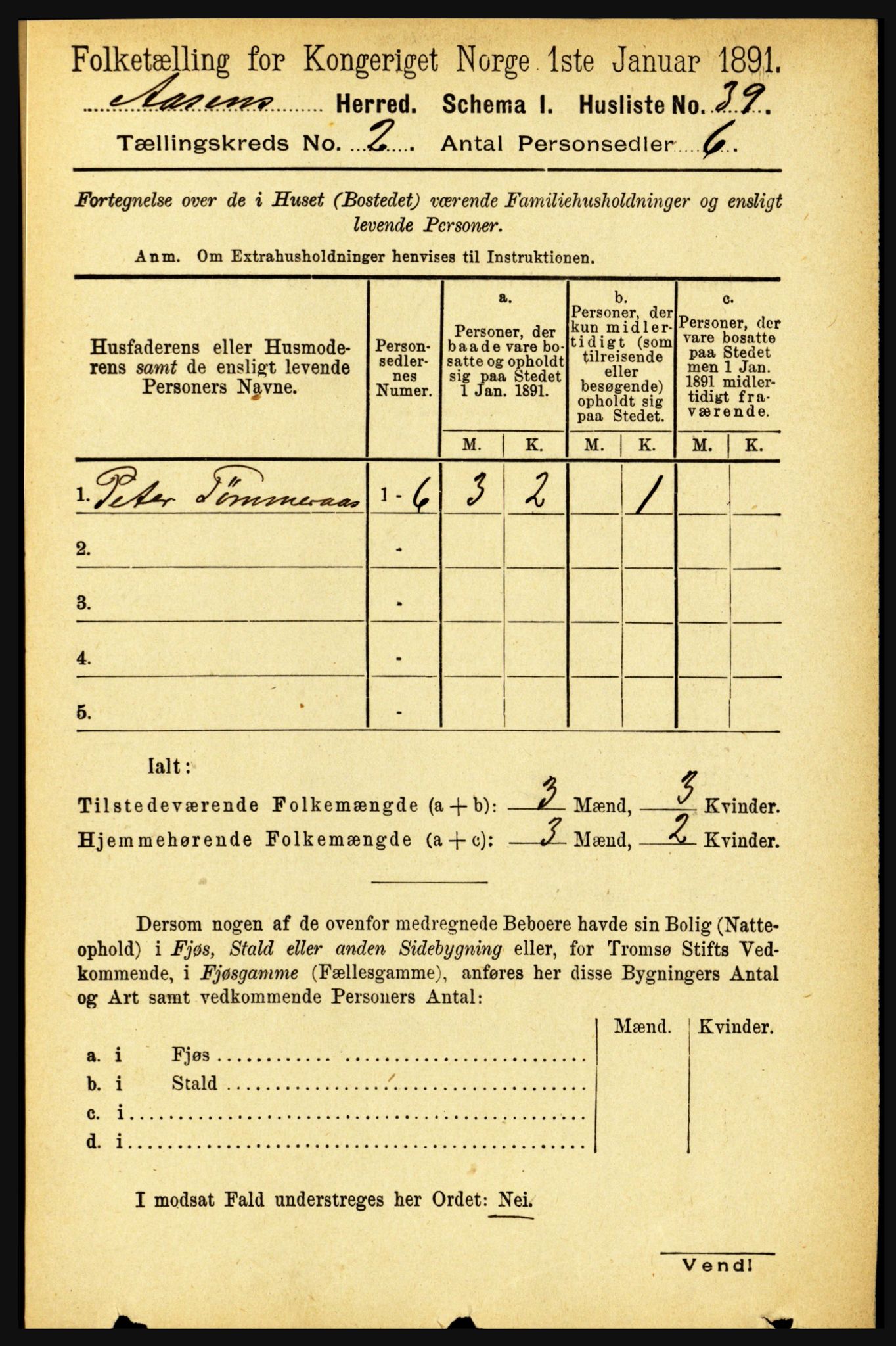 RA, 1891 census for 1716 Åsen, 1891, p. 599