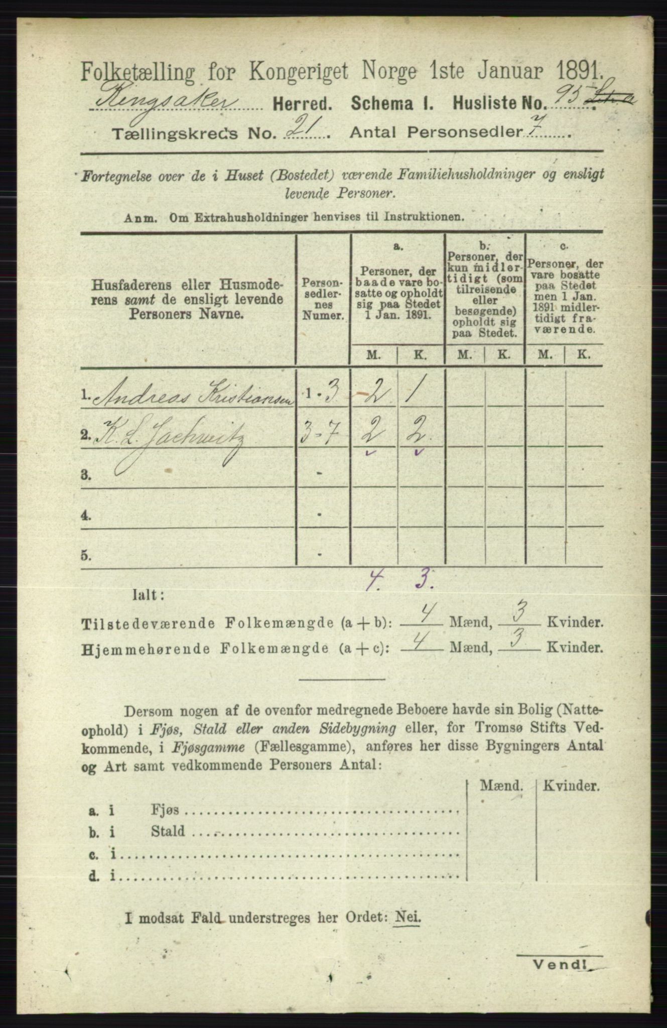 RA, 1891 census for 0412 Ringsaker, 1891, p. 11781