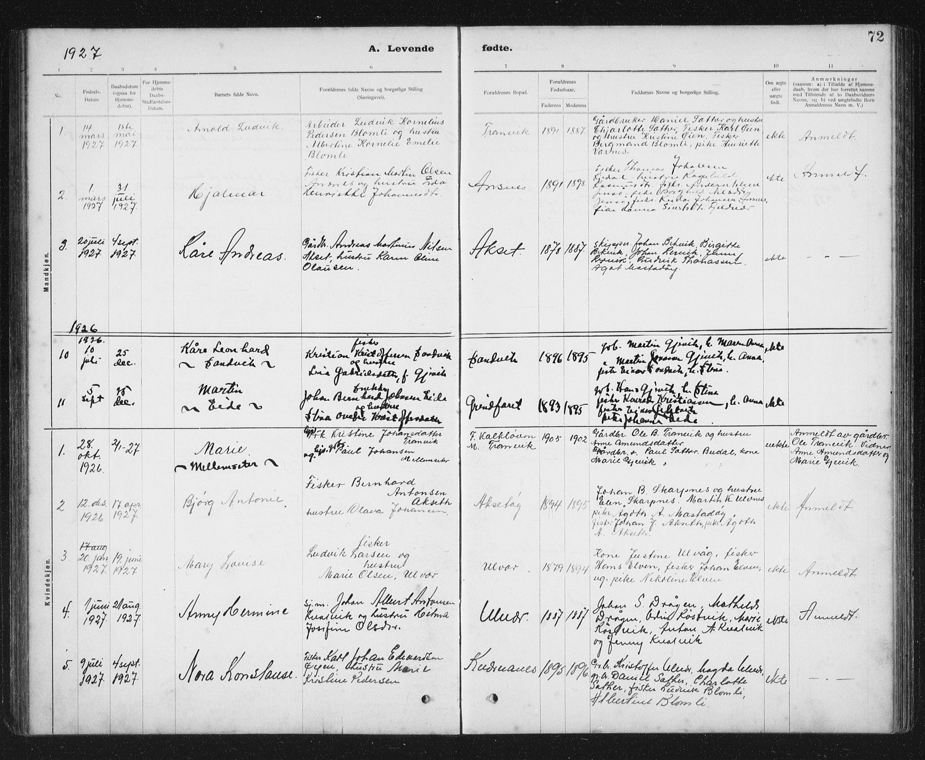 Ministerialprotokoller, klokkerbøker og fødselsregistre - Sør-Trøndelag, SAT/A-1456/637/L0563: Parish register (copy) no. 637C04, 1899-1940, p. 72