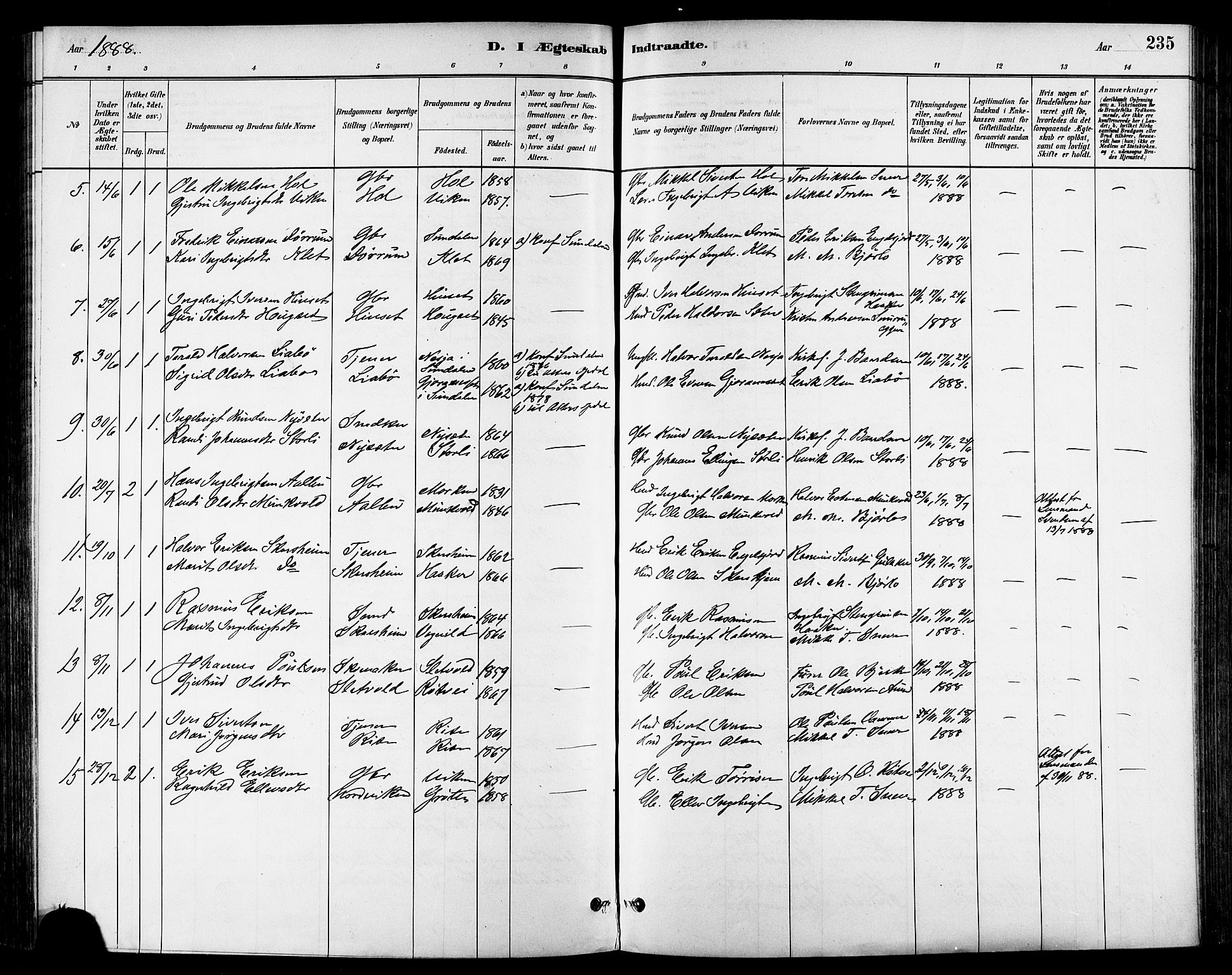 Ministerialprotokoller, klokkerbøker og fødselsregistre - Sør-Trøndelag, AV/SAT-A-1456/678/L0901: Parish register (official) no. 678A10, 1881-1894, p. 235