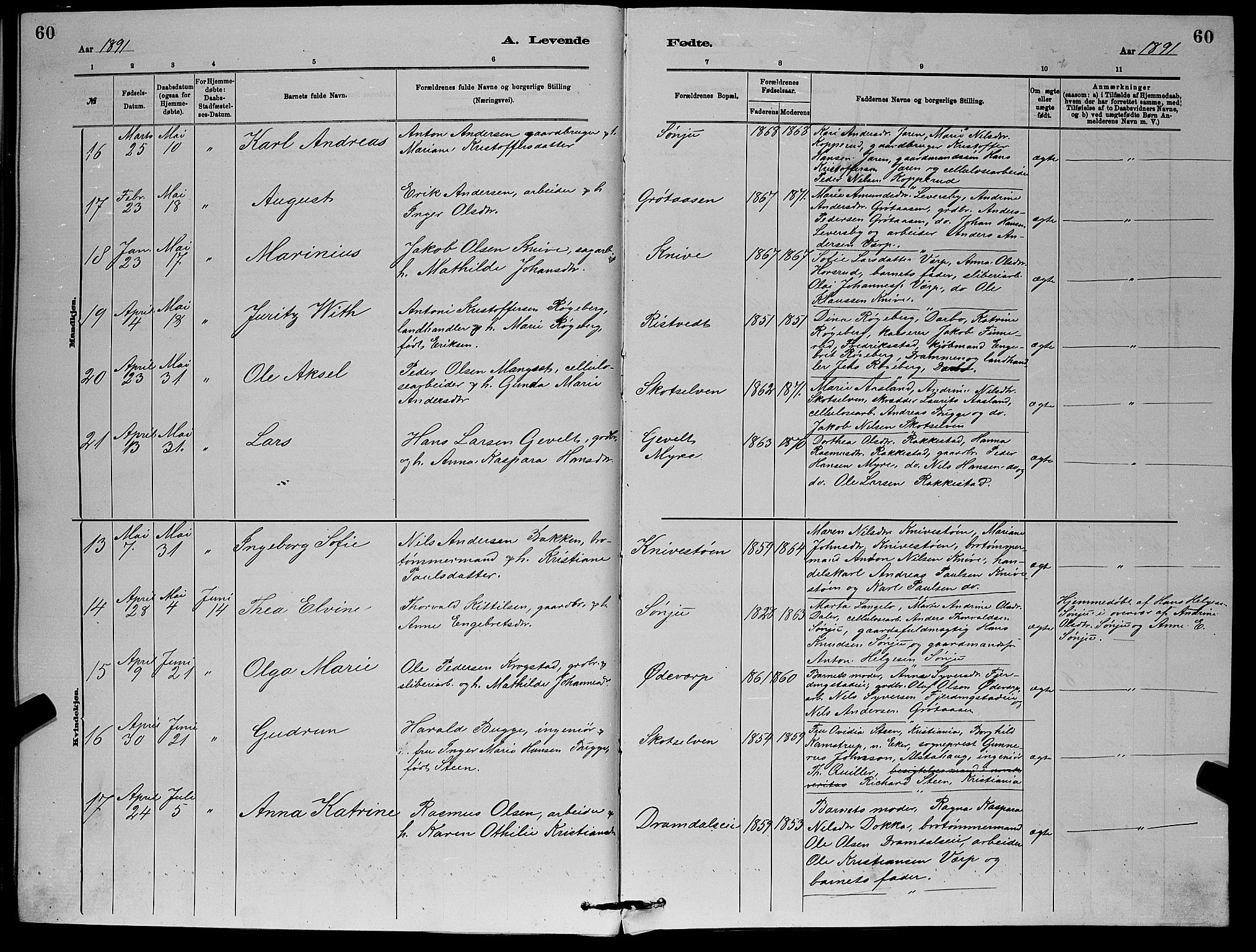 Eiker kirkebøker, AV/SAKO-A-4/G/Gb/L0003: Parish register (copy) no. II 3, 1880-1893, p. 60