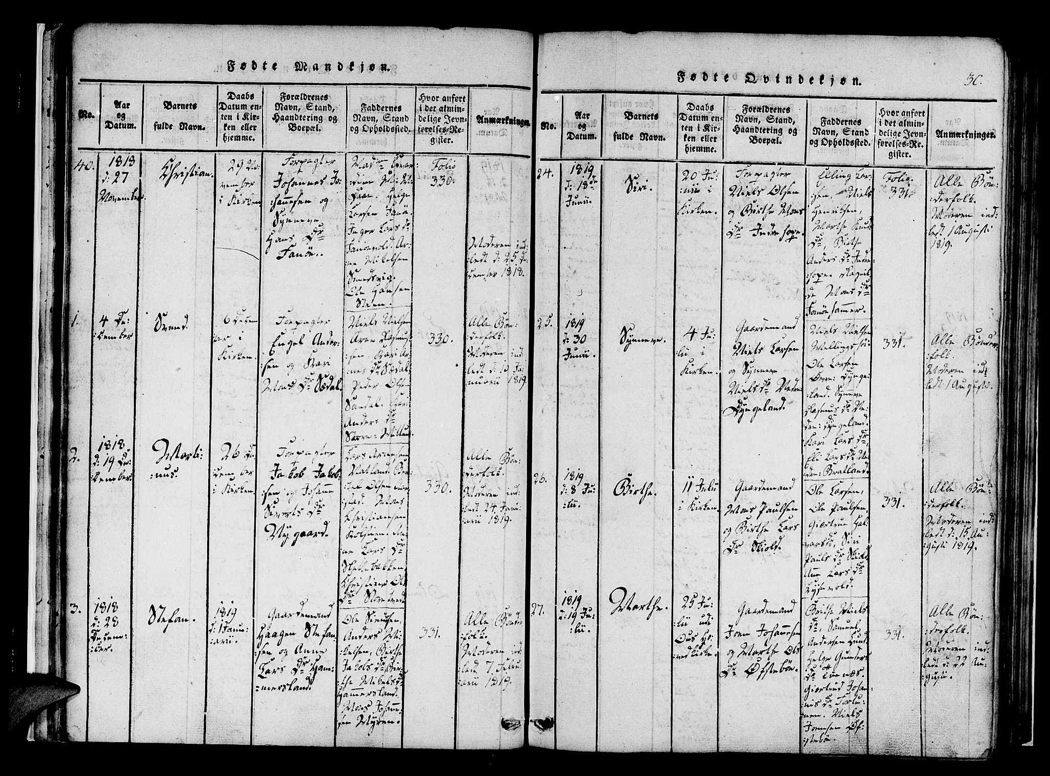 Fana Sokneprestembete, SAB/A-75101/H/Haa/Haaa/L0007: Parish register (official) no. A 7, 1816-1828, p. 30