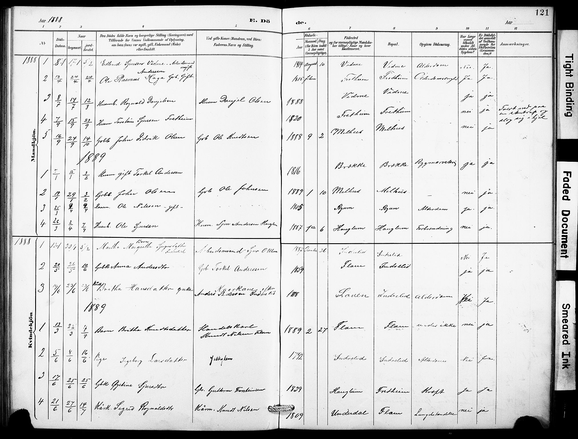 Aurland sokneprestembete, SAB/A-99937/H/Hb/Hbb/L0002: Parish register (copy) no. B 2, 1887-1929, p. 121