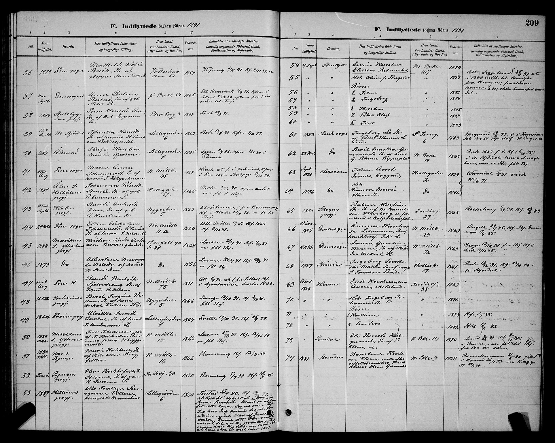 Ministerialprotokoller, klokkerbøker og fødselsregistre - Sør-Trøndelag, SAT/A-1456/604/L0223: Parish register (copy) no. 604C06, 1886-1897, p. 209