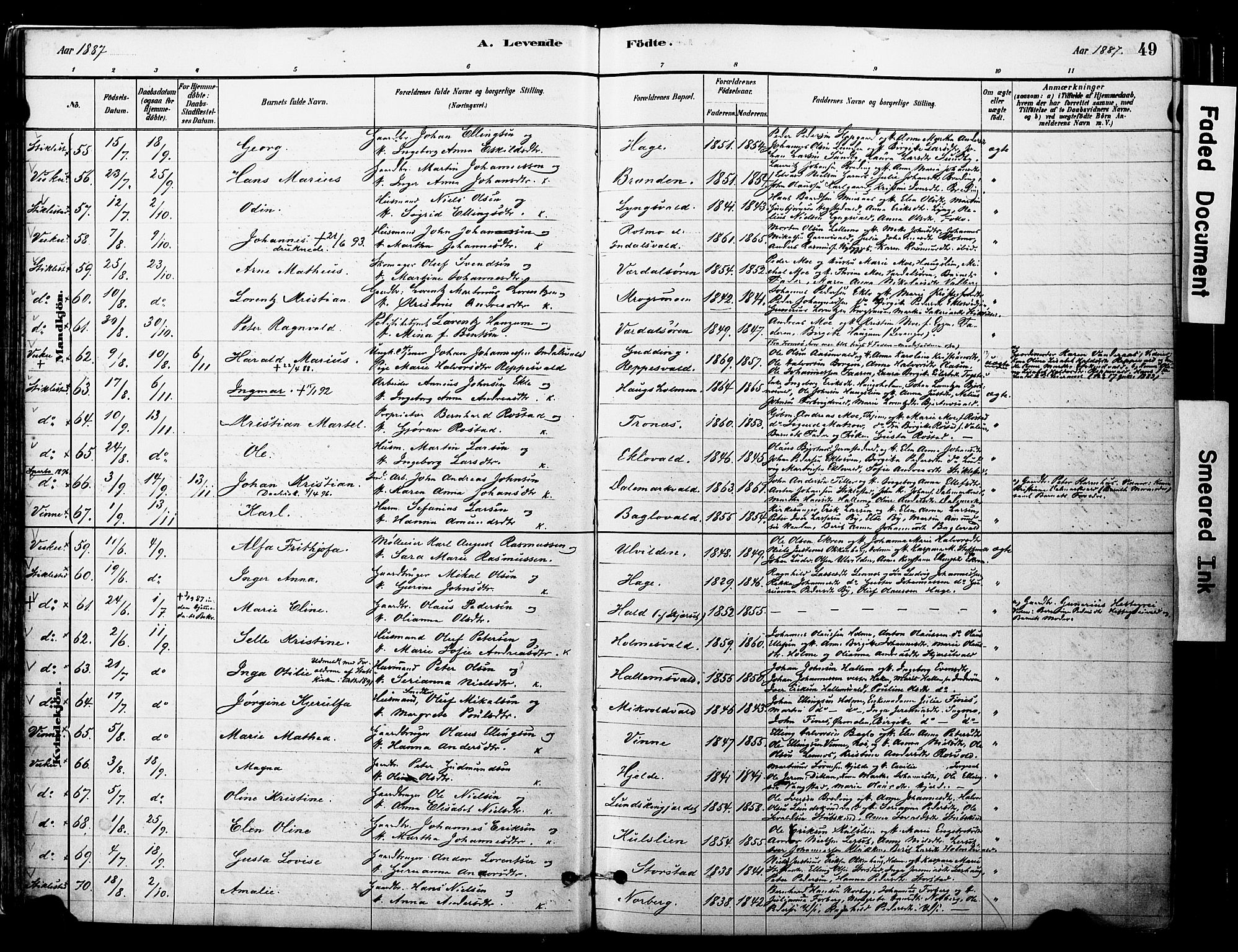 Ministerialprotokoller, klokkerbøker og fødselsregistre - Nord-Trøndelag, SAT/A-1458/723/L0244: Parish register (official) no. 723A13, 1881-1899, p. 49