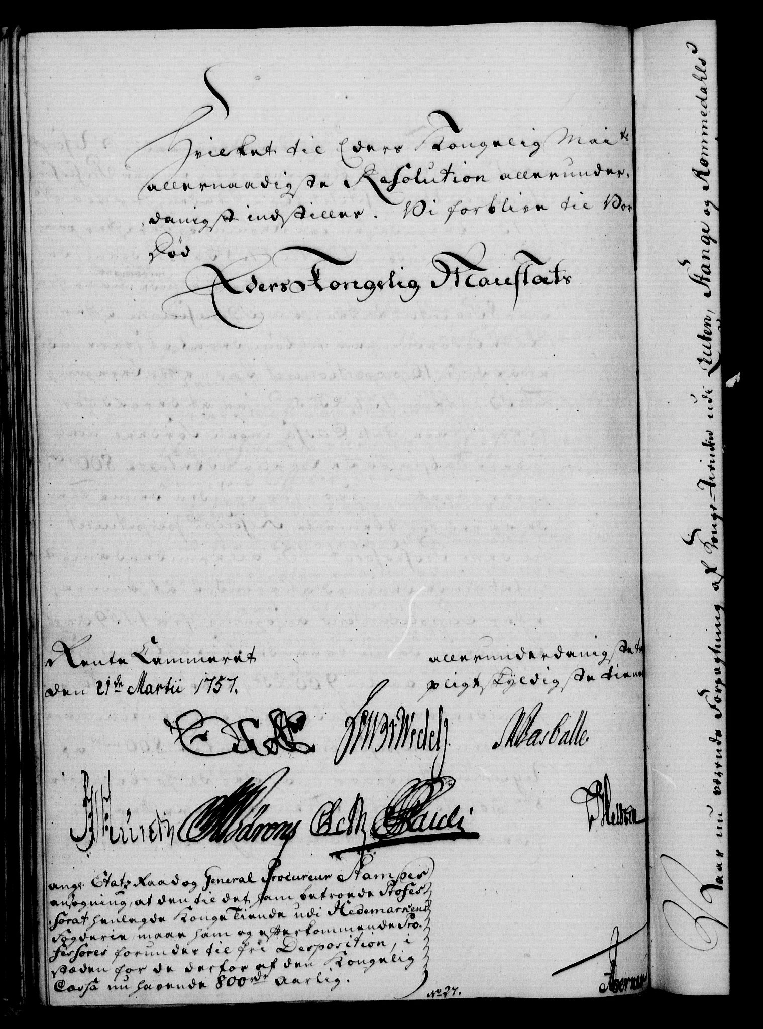 Rentekammeret, Kammerkanselliet, RA/EA-3111/G/Gf/Gfa/L0039: Norsk relasjons- og resolusjonsprotokoll (merket RK 52.39), 1757, p. 213