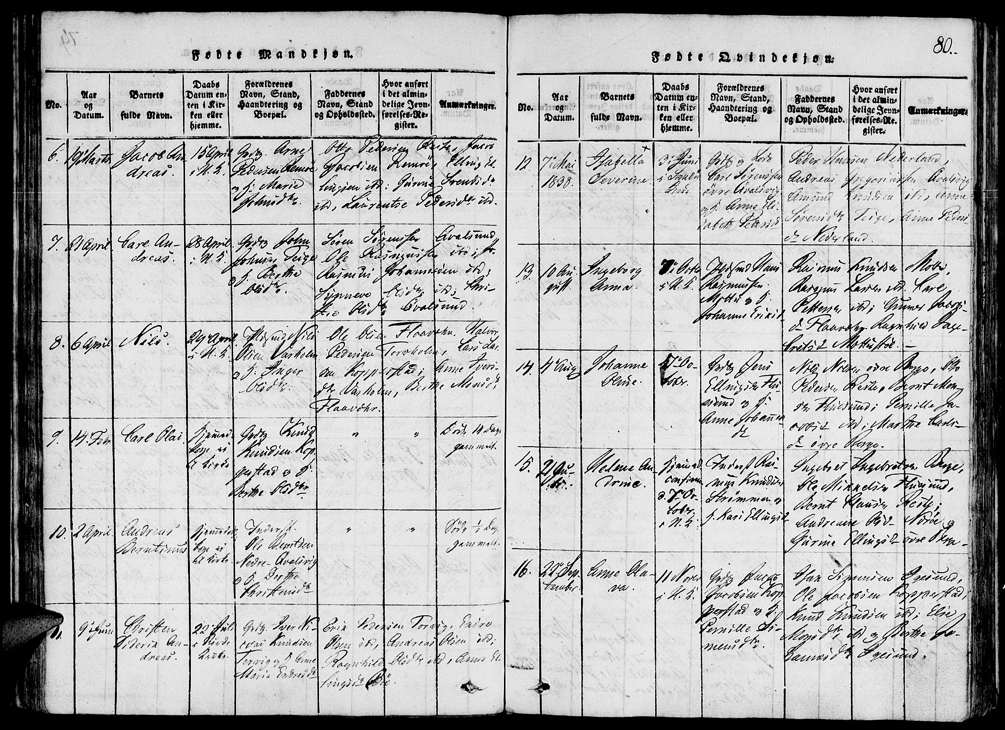 Ministerialprotokoller, klokkerbøker og fødselsregistre - Møre og Romsdal, AV/SAT-A-1454/507/L0069: Parish register (official) no. 507A04, 1816-1841, p. 80