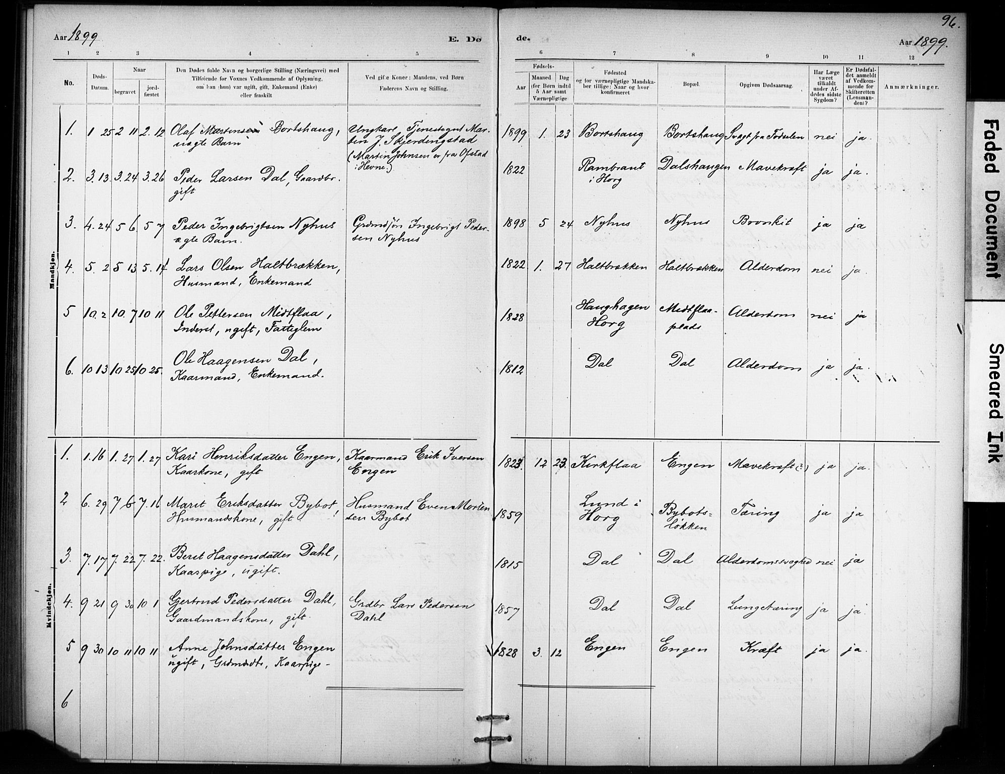 Ministerialprotokoller, klokkerbøker og fødselsregistre - Sør-Trøndelag, SAT/A-1456/693/L1119: Parish register (official) no. 693A01, 1887-1905, p. 96
