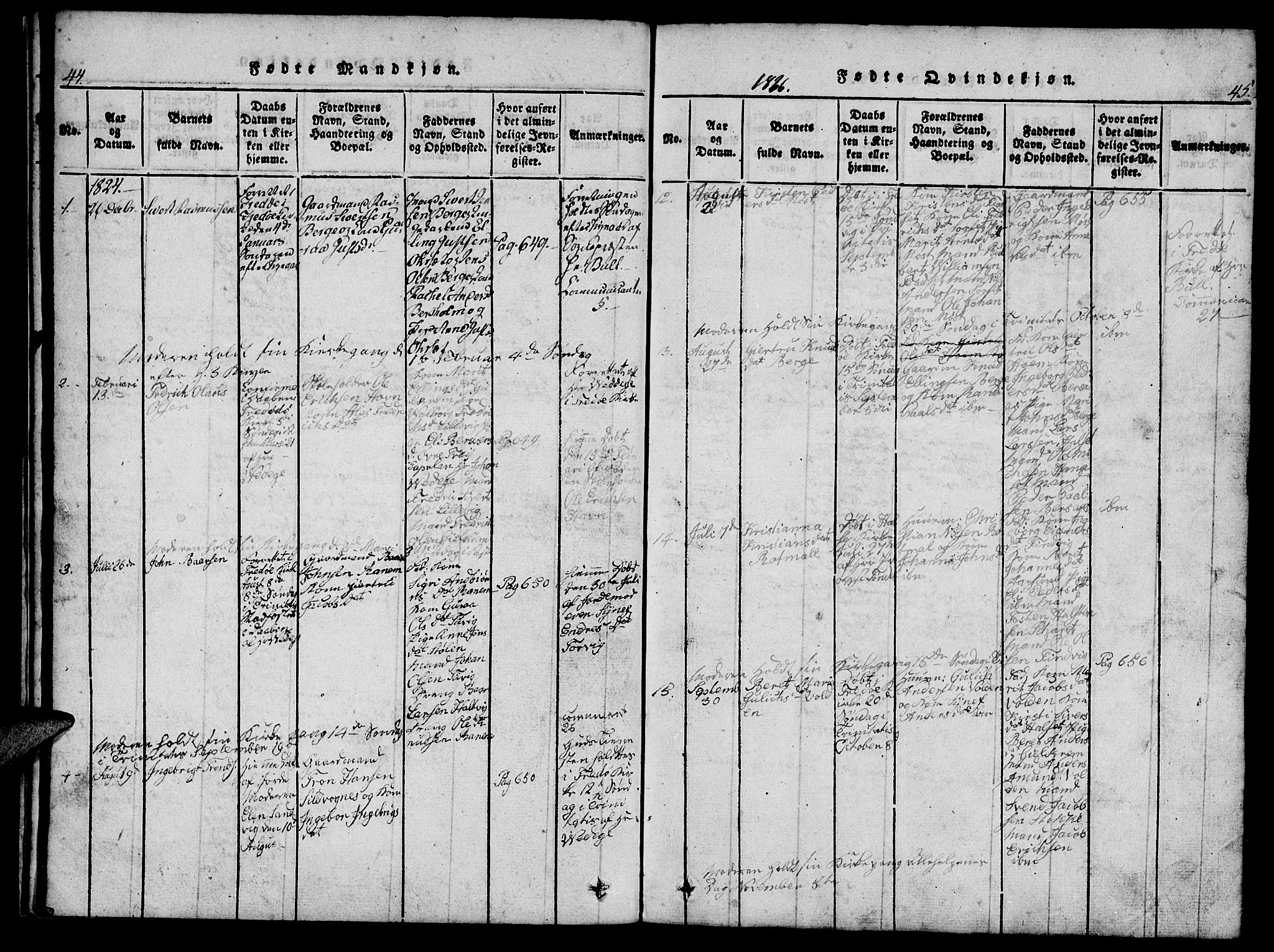 Ministerialprotokoller, klokkerbøker og fødselsregistre - Møre og Romsdal, AV/SAT-A-1454/573/L0873: Parish register (copy) no. 573C01, 1819-1834, p. 44-45