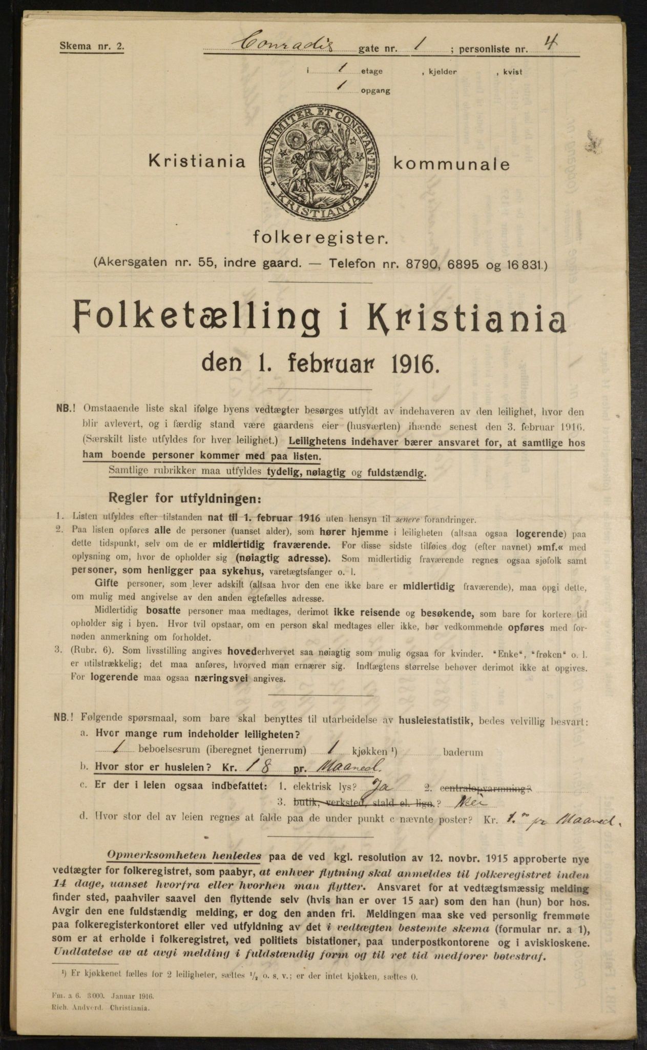 OBA, Municipal Census 1916 for Kristiania, 1916, p. 13343