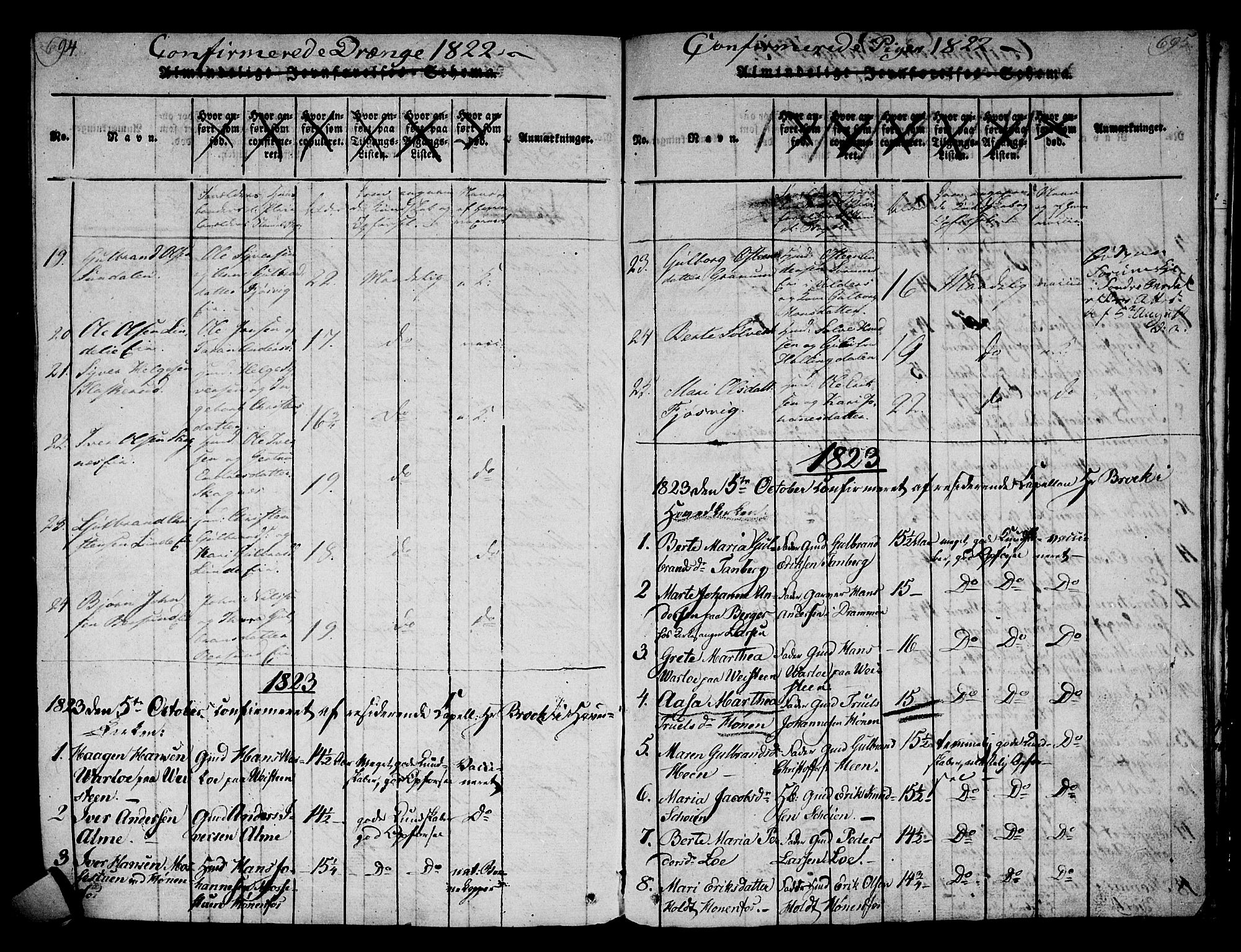 Norderhov kirkebøker, SAKO/A-237/F/Fa/L0008: Parish register (official) no. 8, 1814-1833, p. 694-695