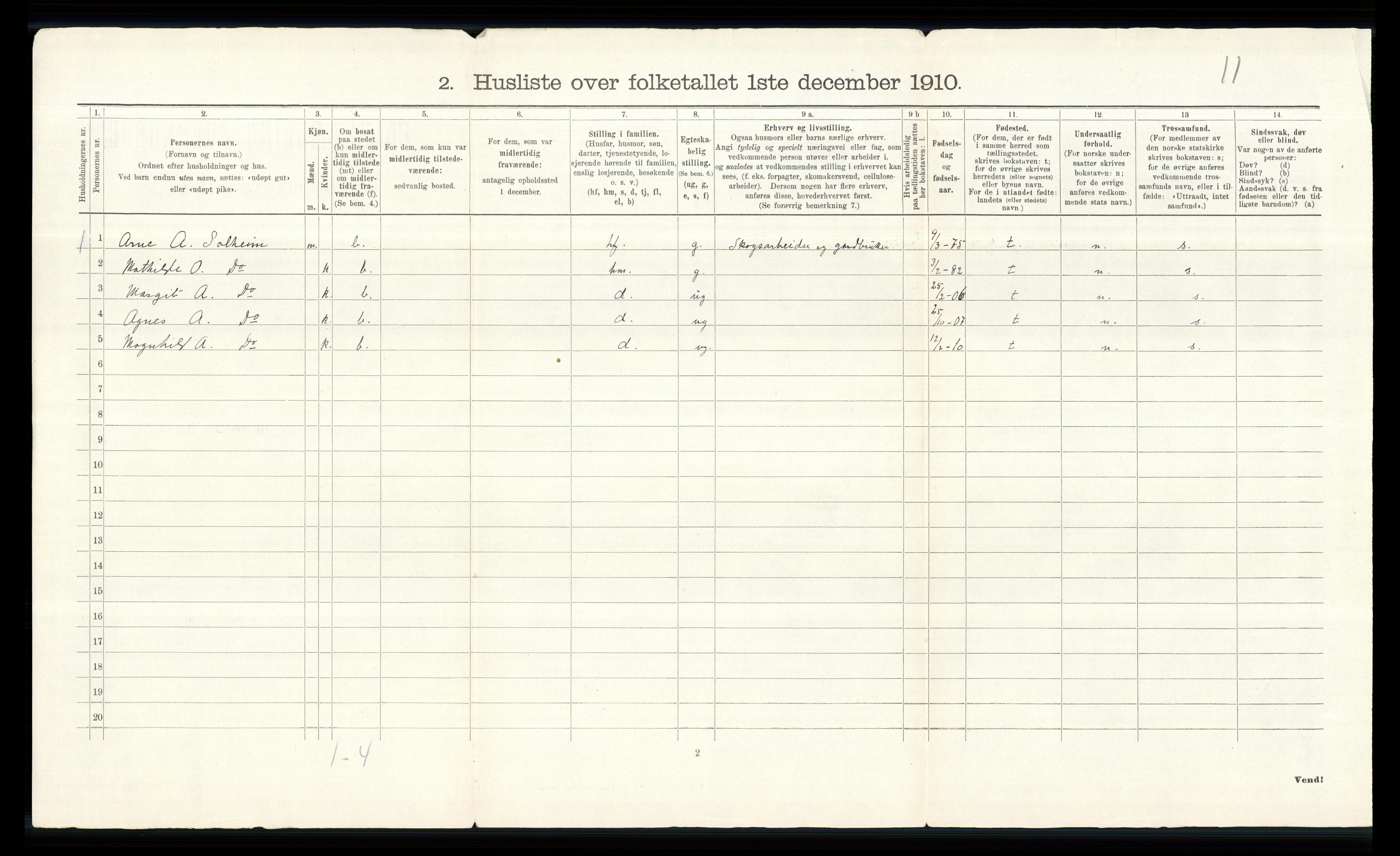 RA, 1910 census for Brandval, 1910, p. 44