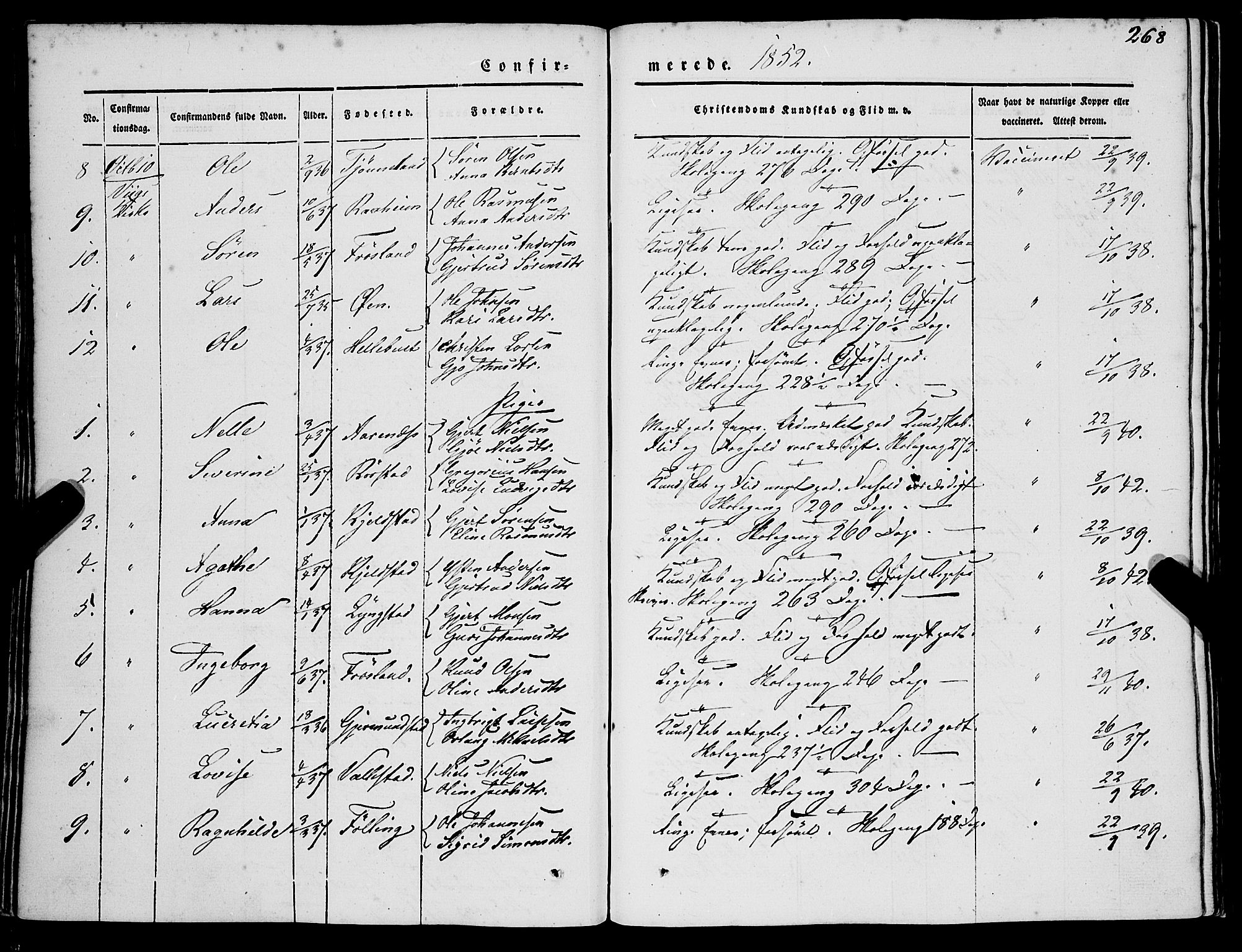 Gaular sokneprestembete, SAB/A-80001/H/Haa: Parish register (official) no. A 4I, 1840-1859, p. 268
