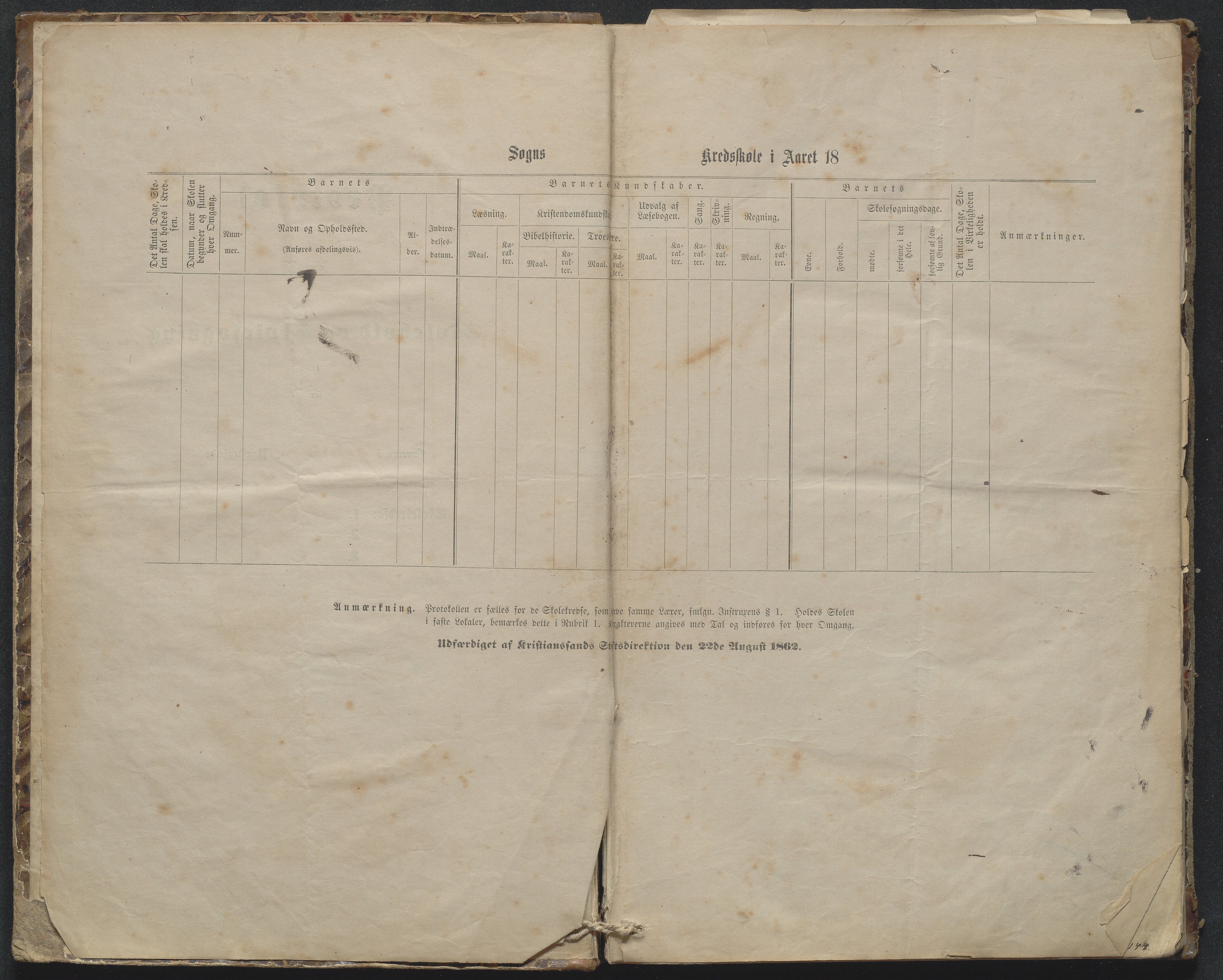 Søndeled kommune, AAKS/KA0913-PK/1/05/05g/L0010: Karakterprotokoll, 1862-1895, p. 2