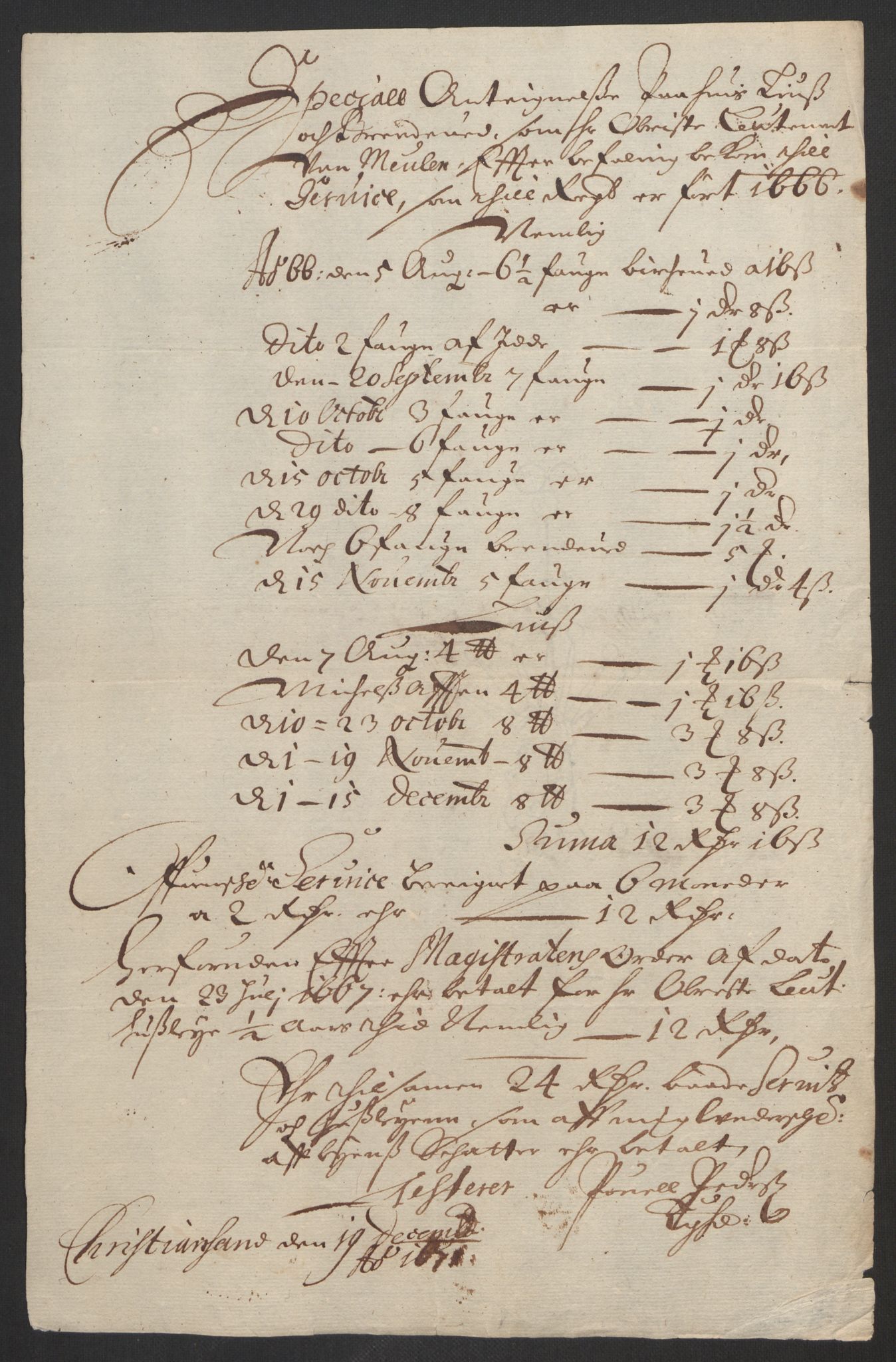 Rentekammeret inntil 1814, Reviderte regnskaper, Byregnskaper, AV/RA-EA-4066/R/Rm/L0258: [M1] Kontribusjonsregnskap, 1664-1700, p. 218