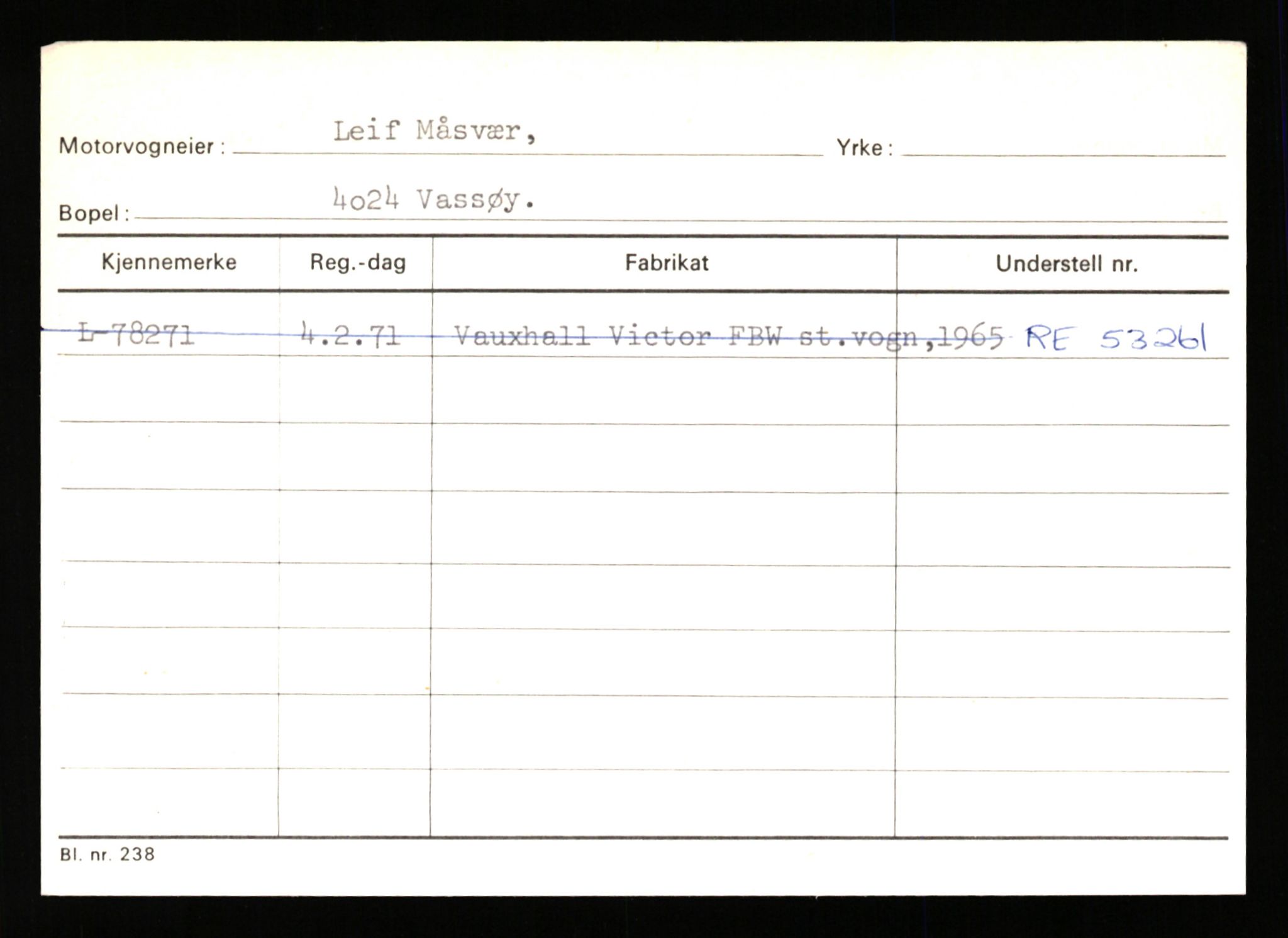 Stavanger trafikkstasjon, SAST/A-101942/0/H/L0026: Myhre - Nilsen J., 1930-1971, p. 1253