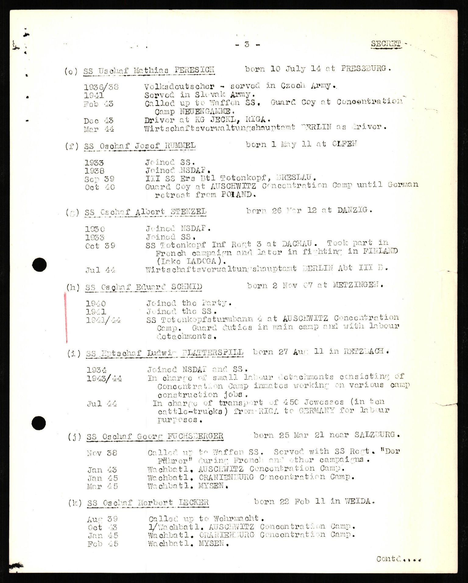 Forsvaret, Forsvarets overkommando II, RA/RAFA-3915/D/Db/L0029: CI Questionaires. Tyske okkupasjonsstyrker i Norge. Tyskere., 1945-1946, p. 334