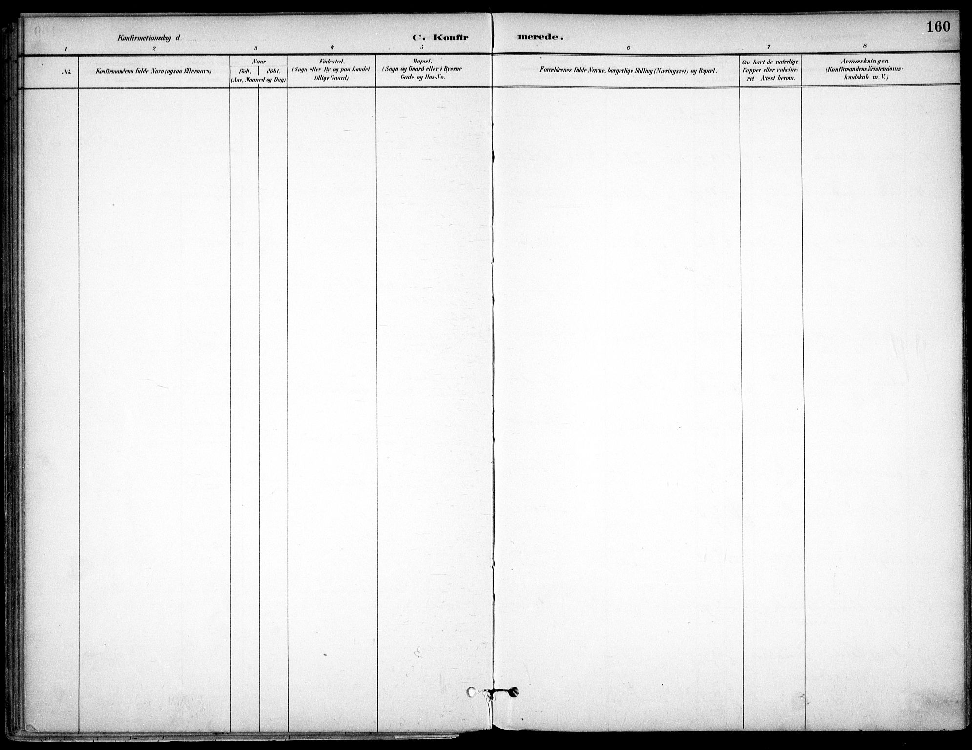 Nes prestekontor Kirkebøker, AV/SAO-A-10410/F/Fc/L0002: Parish register (official) no. IIi 2, 1882-1916, p. 160