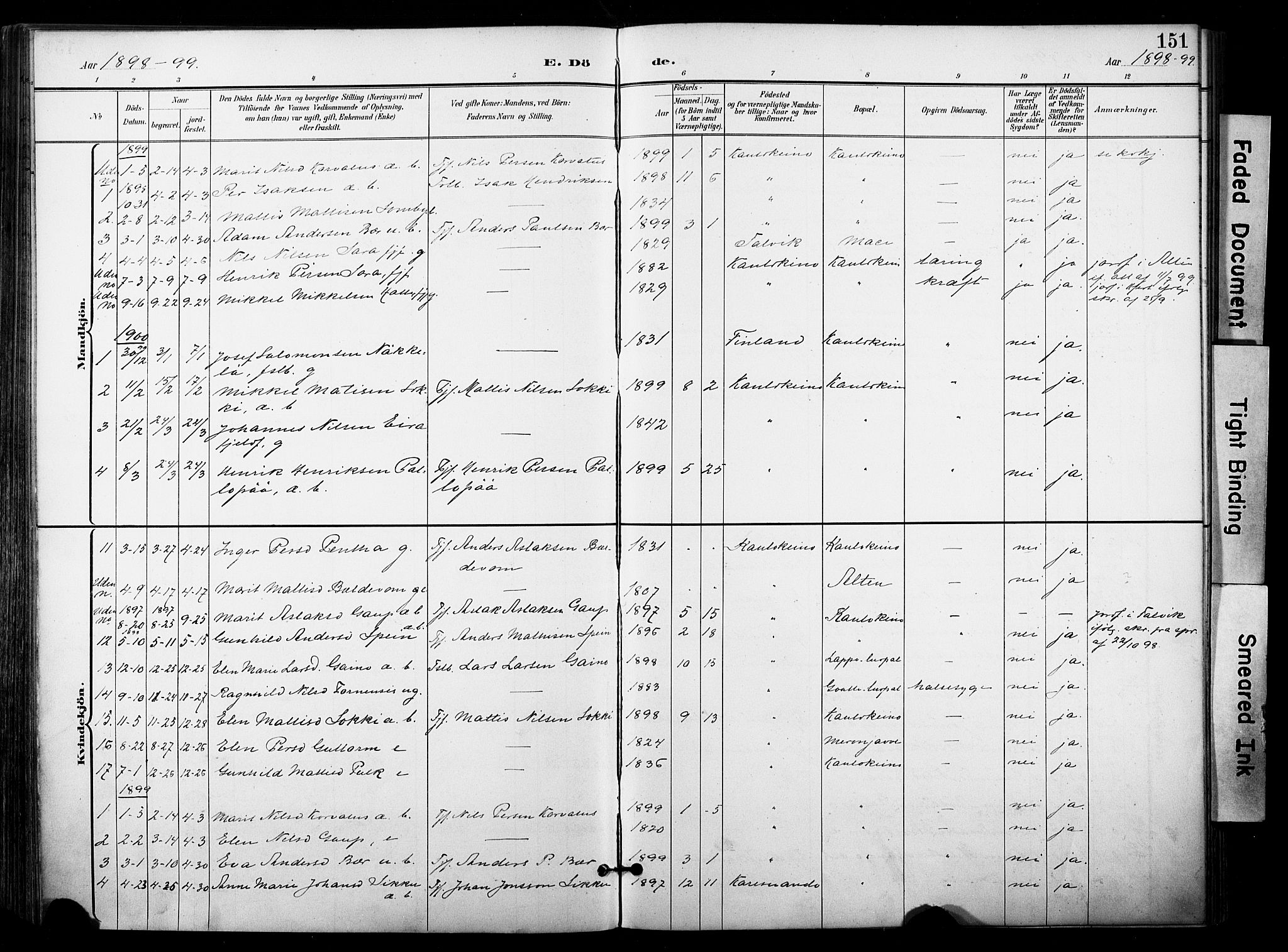 Kautokeino sokneprestembete, SATØ/S-1340/H/Ha/L0005.kirke: Parish register (official) no. 5, 1896-1916, p. 151