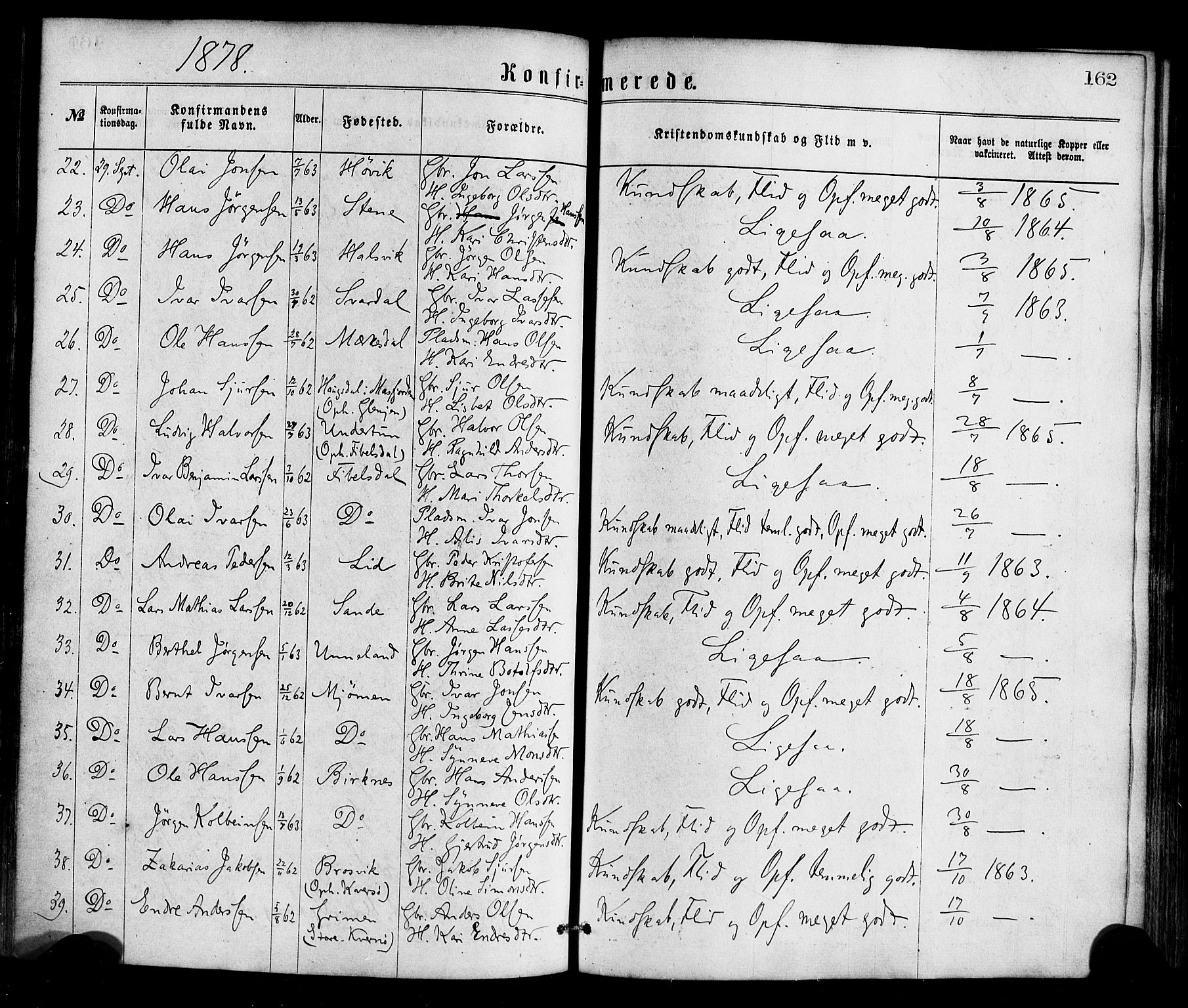 Gulen sokneprestembete, SAB/A-80201/H/Haa/Haaa/L0023: Parish register (official) no. A 23, 1870-1880, p. 162