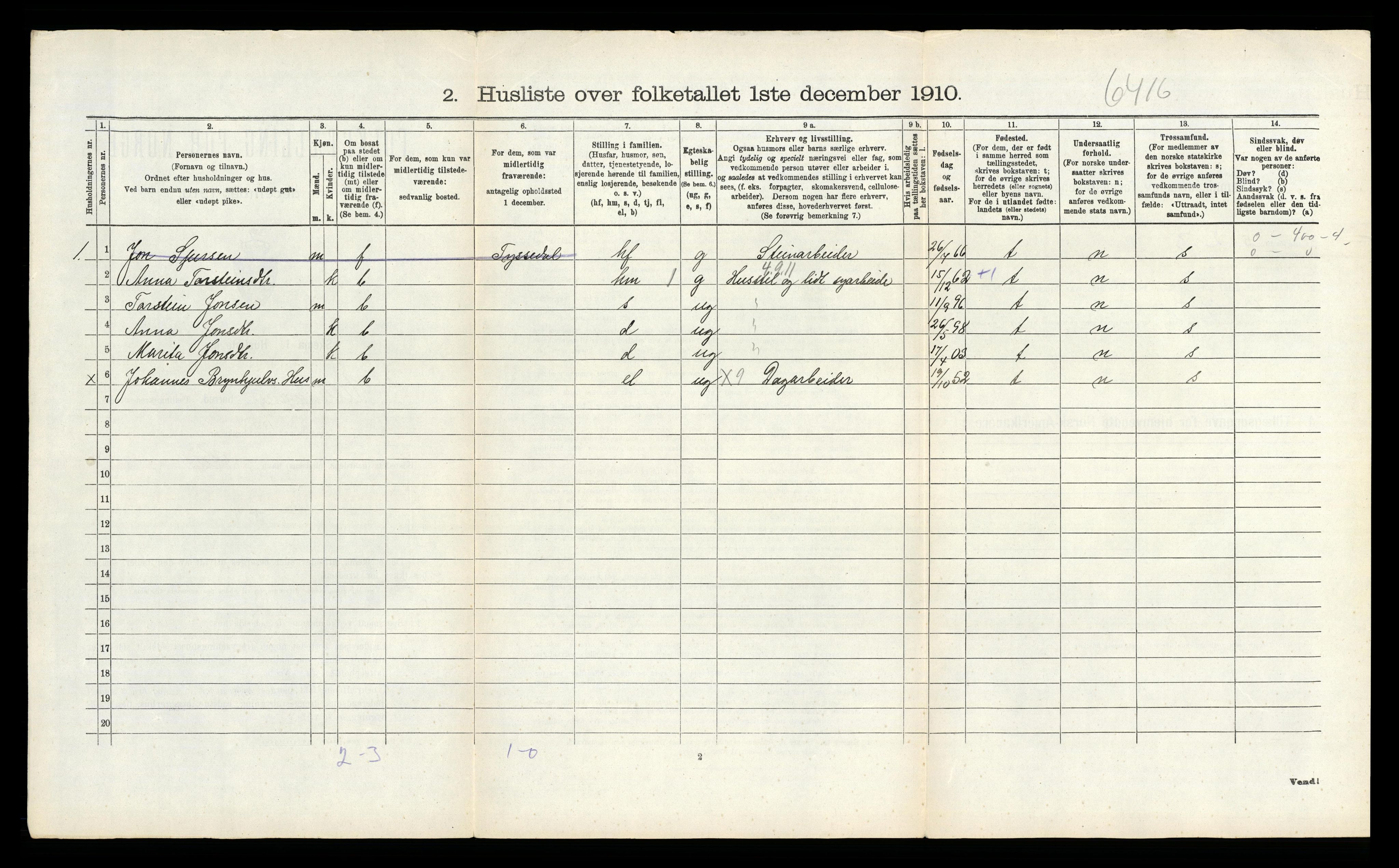 RA, 1910 census for Ullensvang, 1910, p. 1816