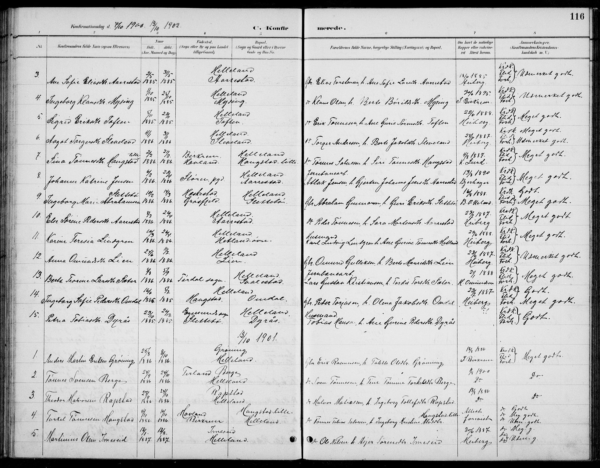 Helleland sokneprestkontor, SAST/A-101810: Parish register (copy) no. B 4, 1887-1941, p. 116
