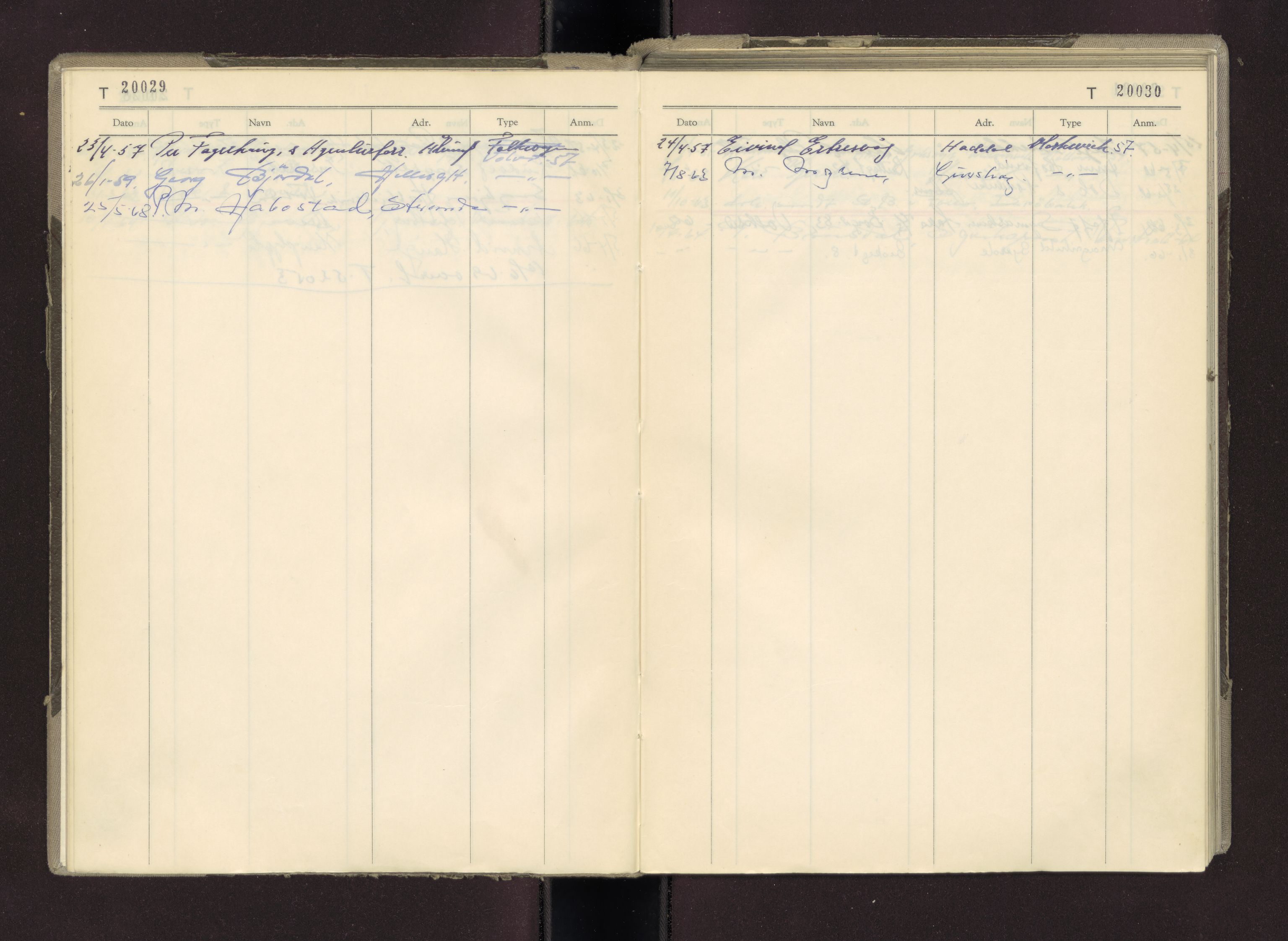 Møre og Romsdal vegkontor - Ålesund trafikkstasjon, AV/SAT-A-4099/F/Fc/L0014: Bilregister; T 20000 - T 20500, 1955-1970