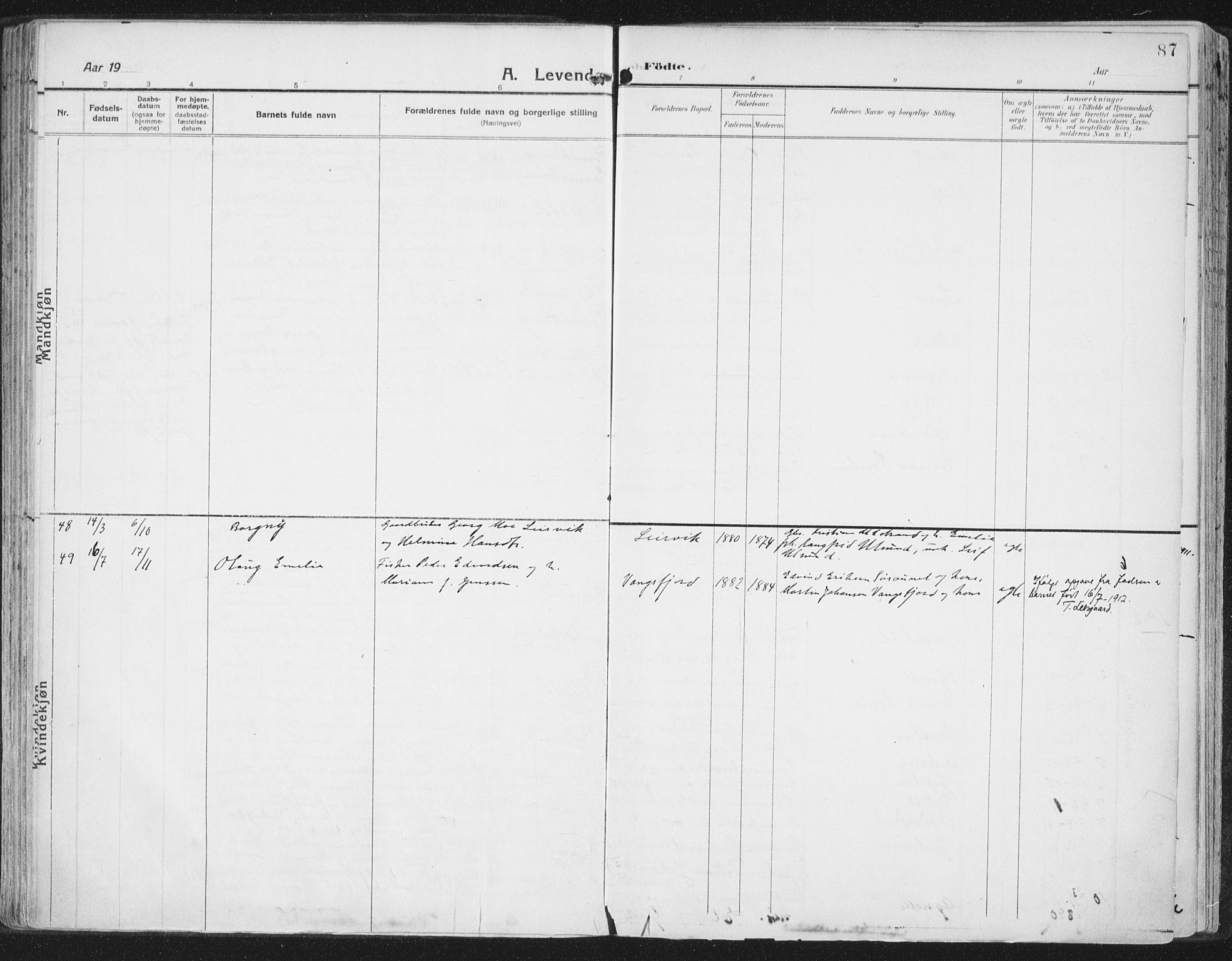 Ministerialprotokoller, klokkerbøker og fødselsregistre - Nord-Trøndelag, SAT/A-1458/786/L0688: Parish register (official) no. 786A04, 1899-1912, p. 87