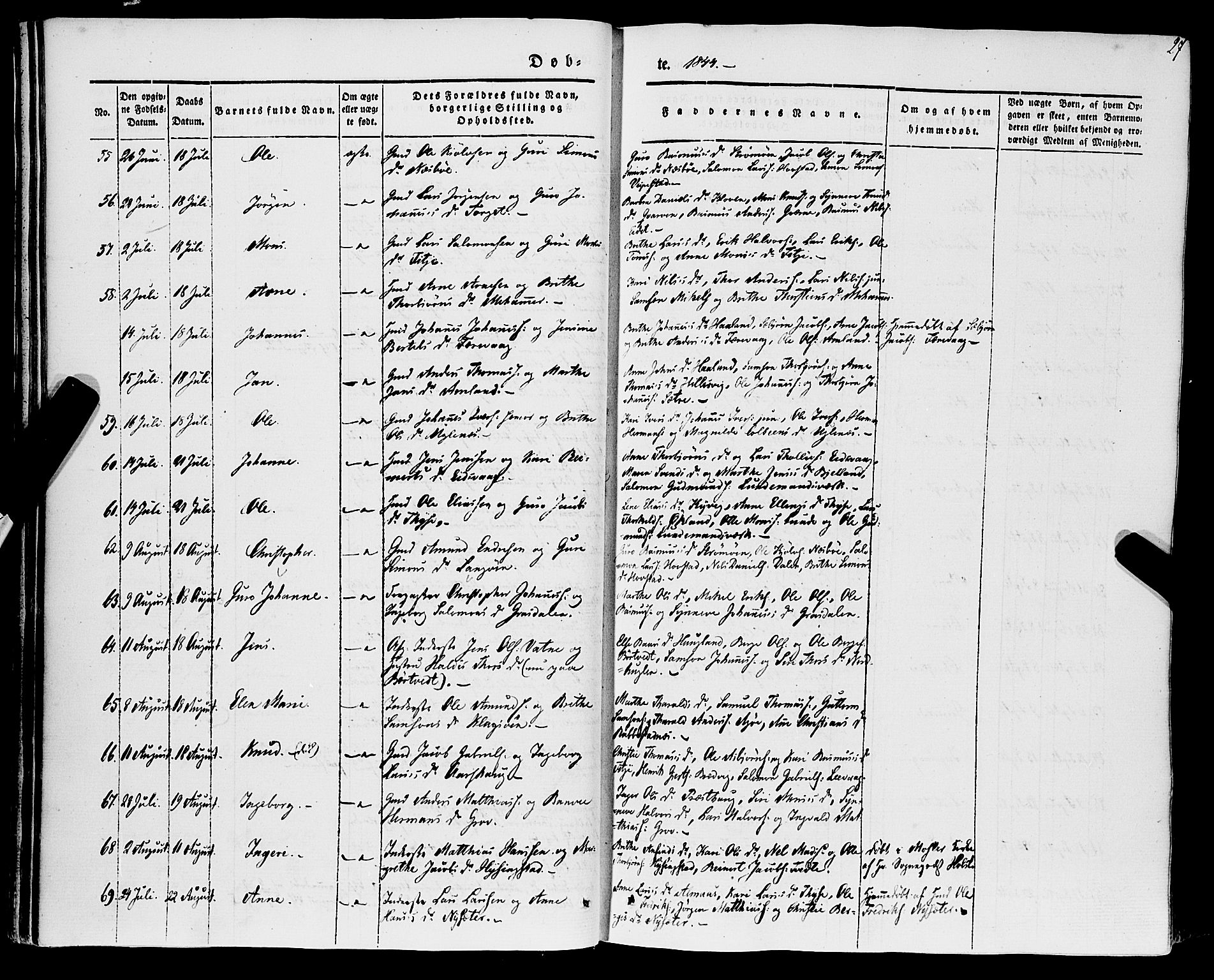 Stord sokneprestembete, AV/SAB-A-78201/H/Haa: Parish register (official) no. A 7, 1841-1861, p. 27